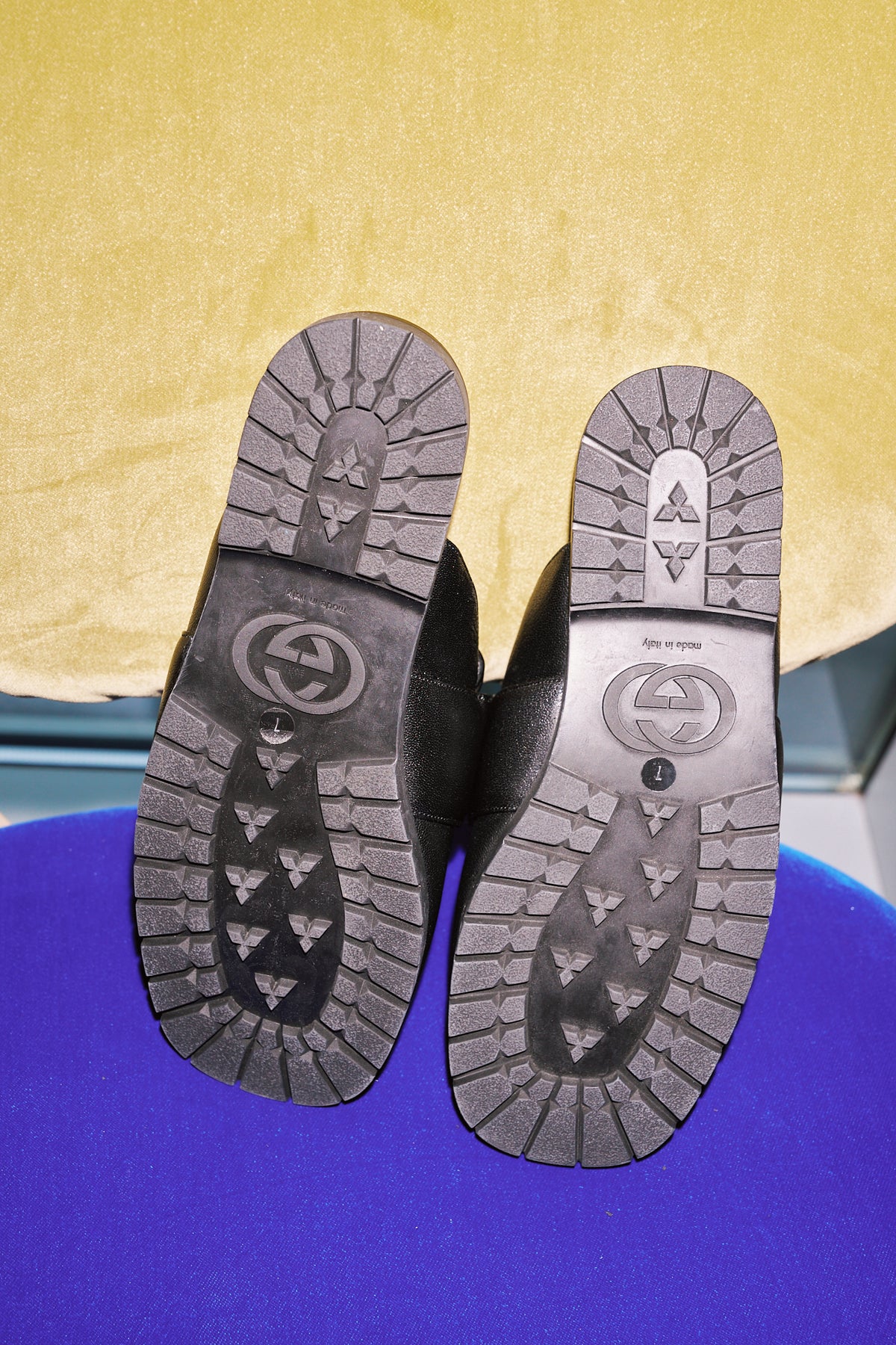 Gucci Black Leather Slippers