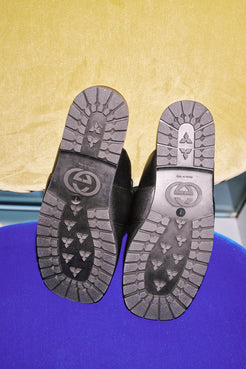 Gucci Black Leather Slippers