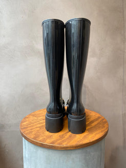Gucci Black Rubber Horsebit Rain Boots