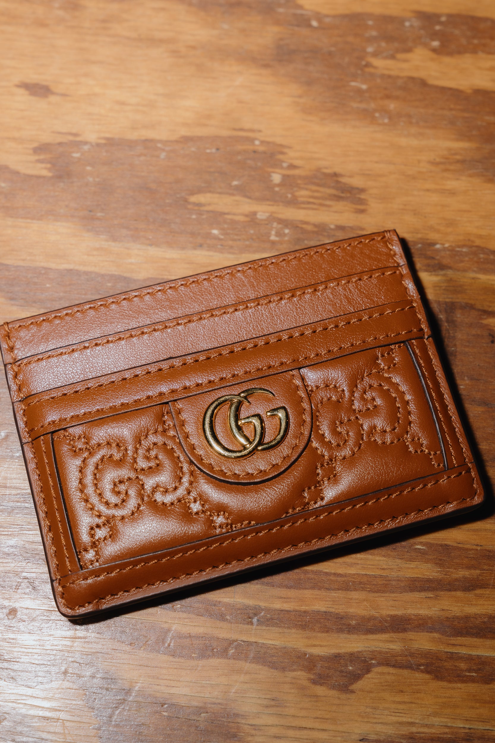 Gucci Embossed Camel Cardholder