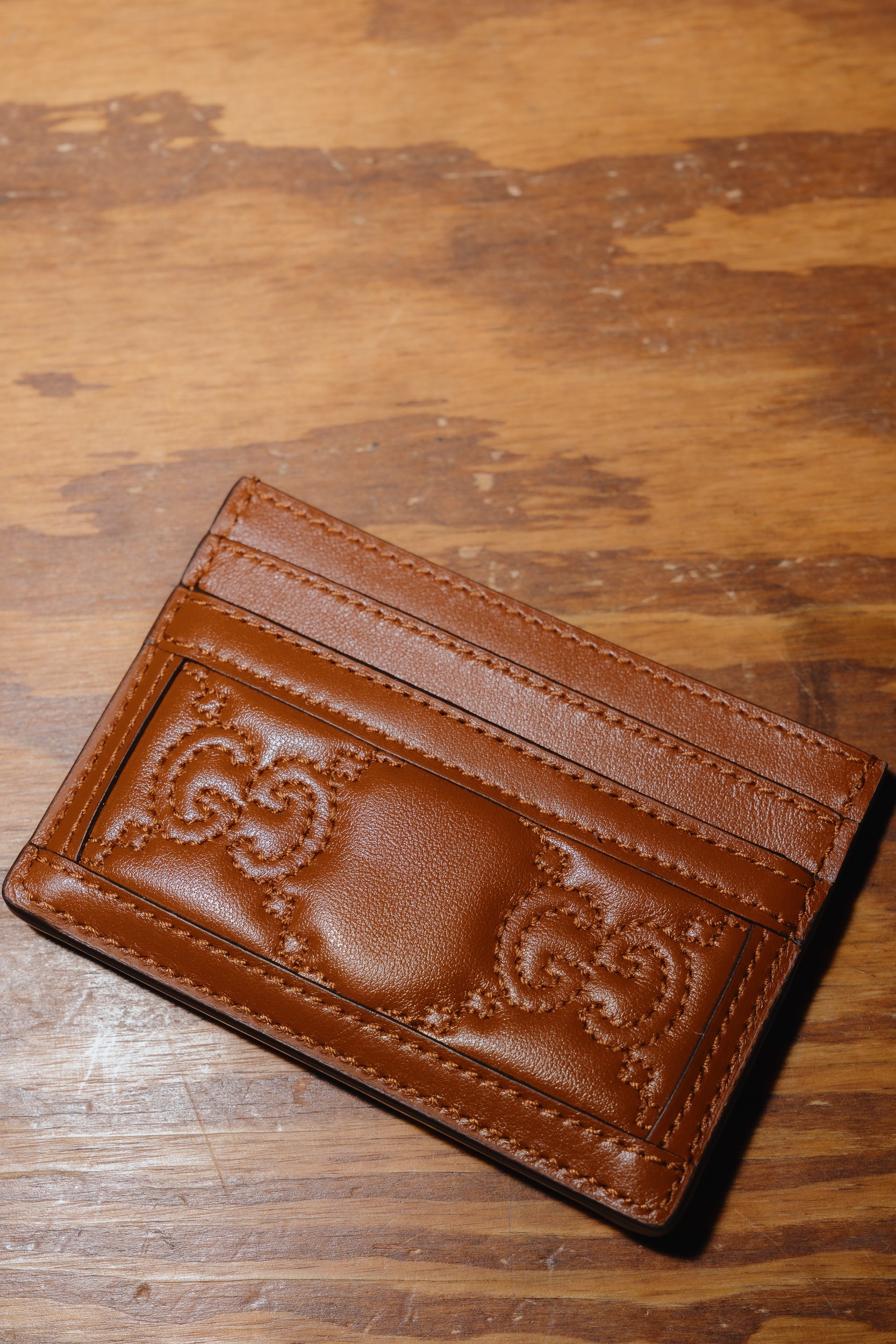 Gucci Embossed Camel Cardholder