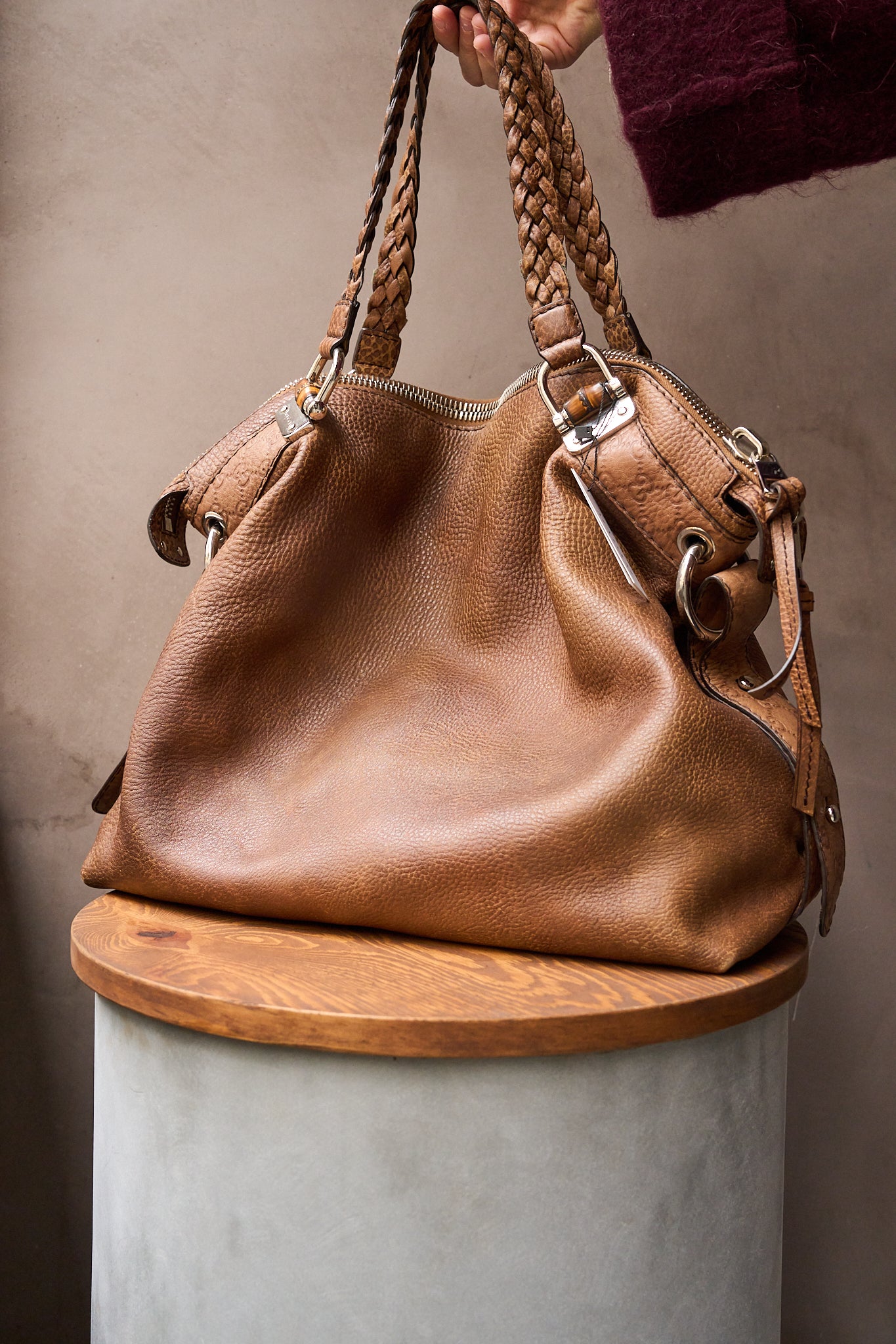 Gucci GG Bamboo Large Leather Shoulder Bag