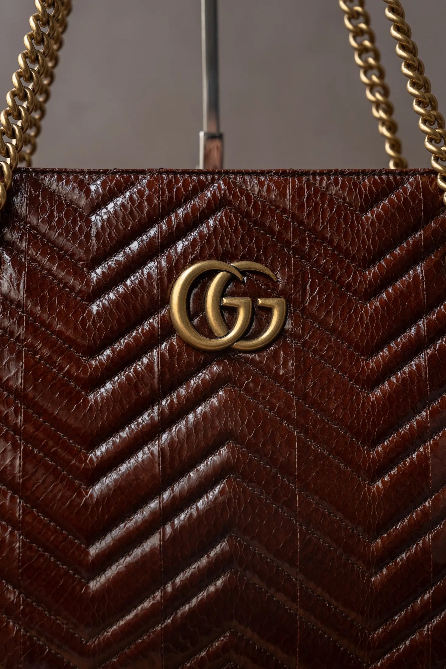 Gucci GG Marmont Brown Python Tote