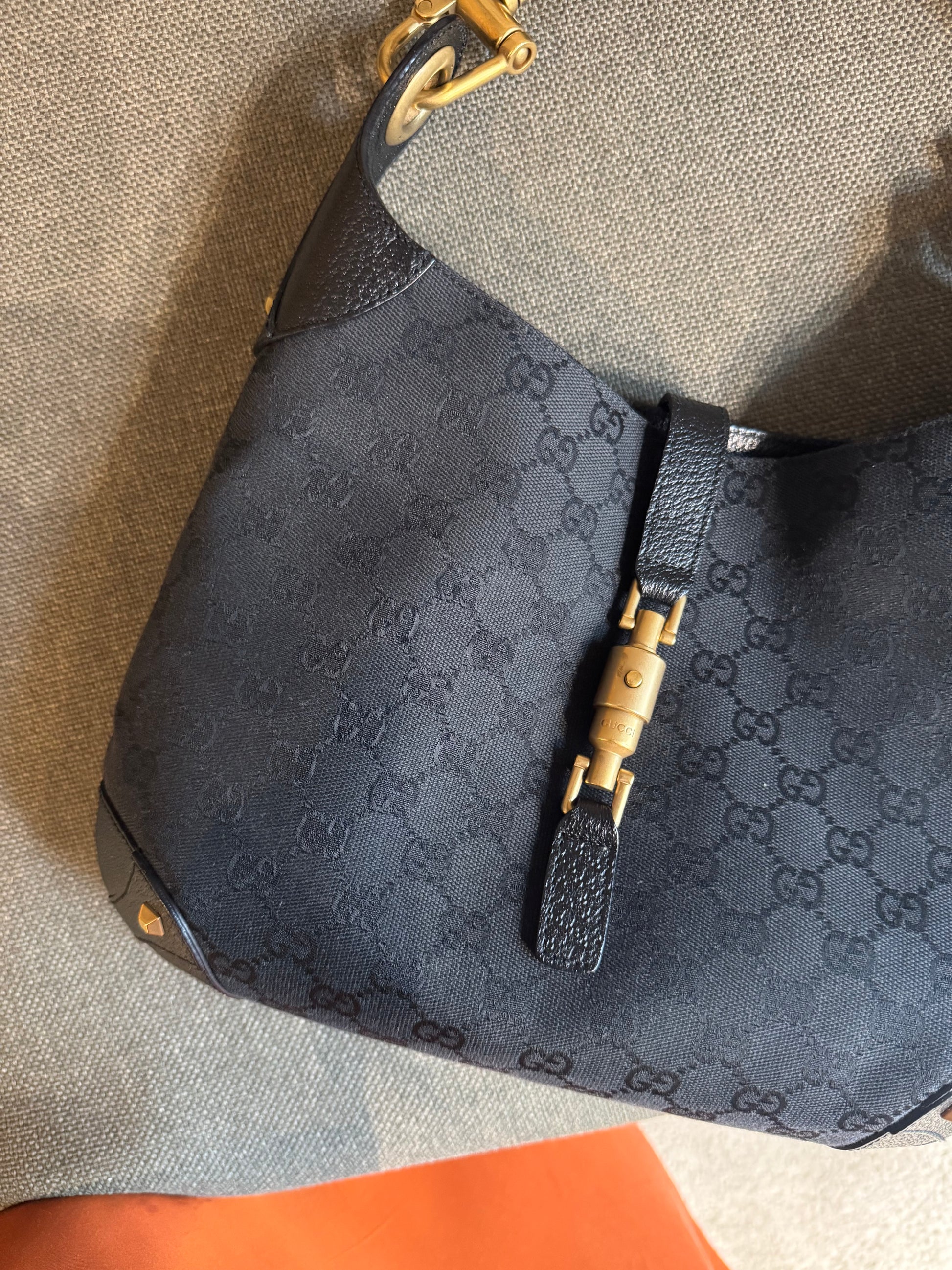 Gucci Jackie Black Monogram Bag