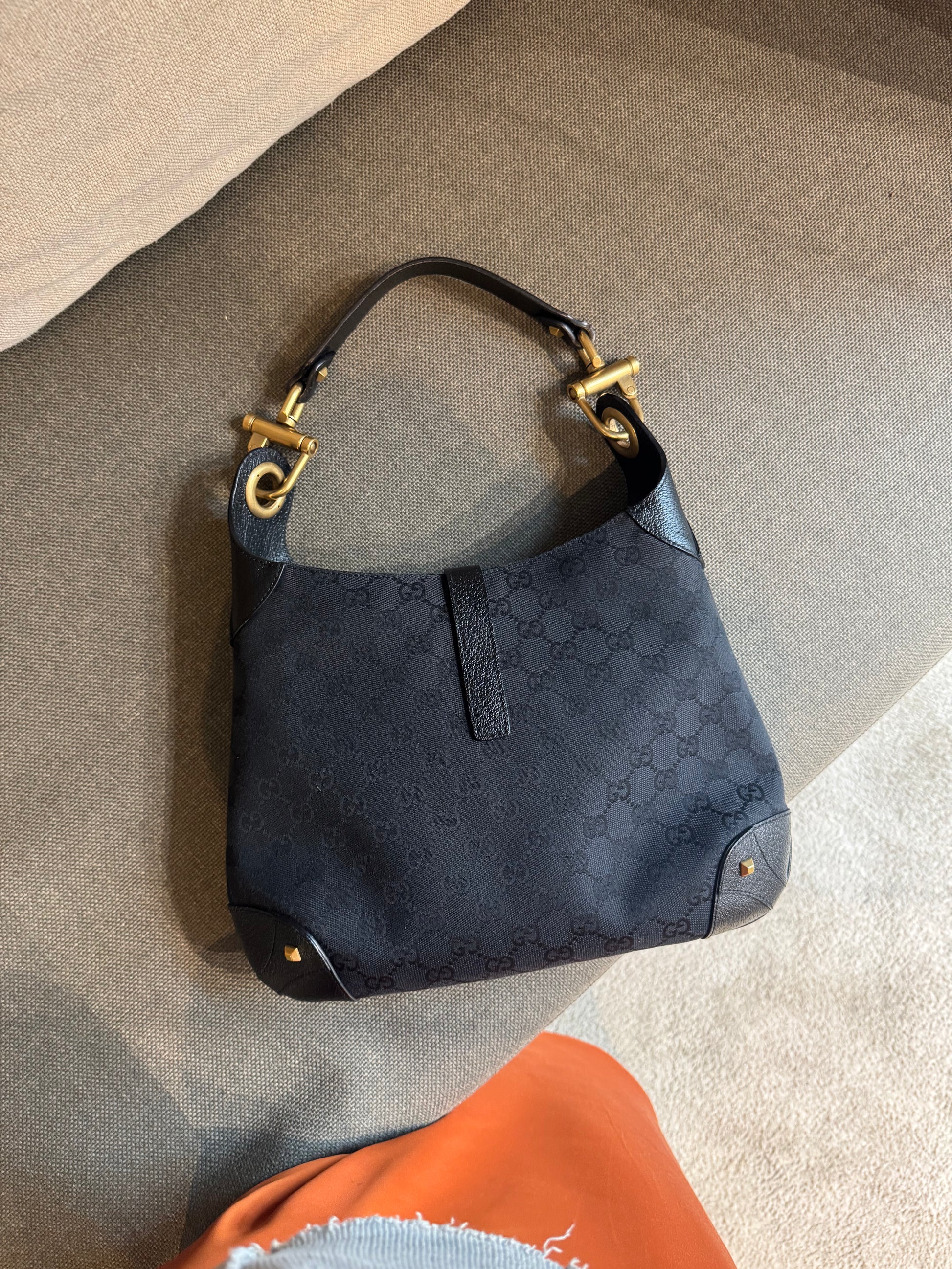 Gucci Jackie Black Monogram Bag
