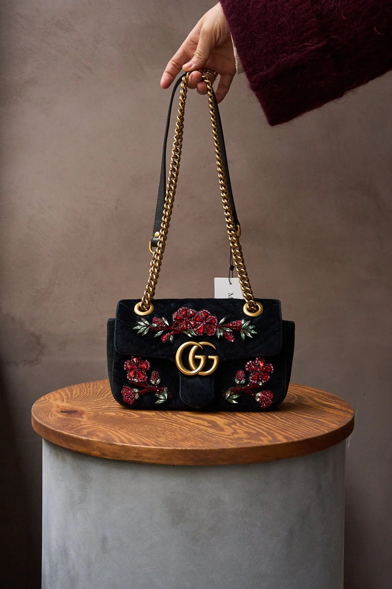 Gucci Marmont Mini Crystal Embellished Bag