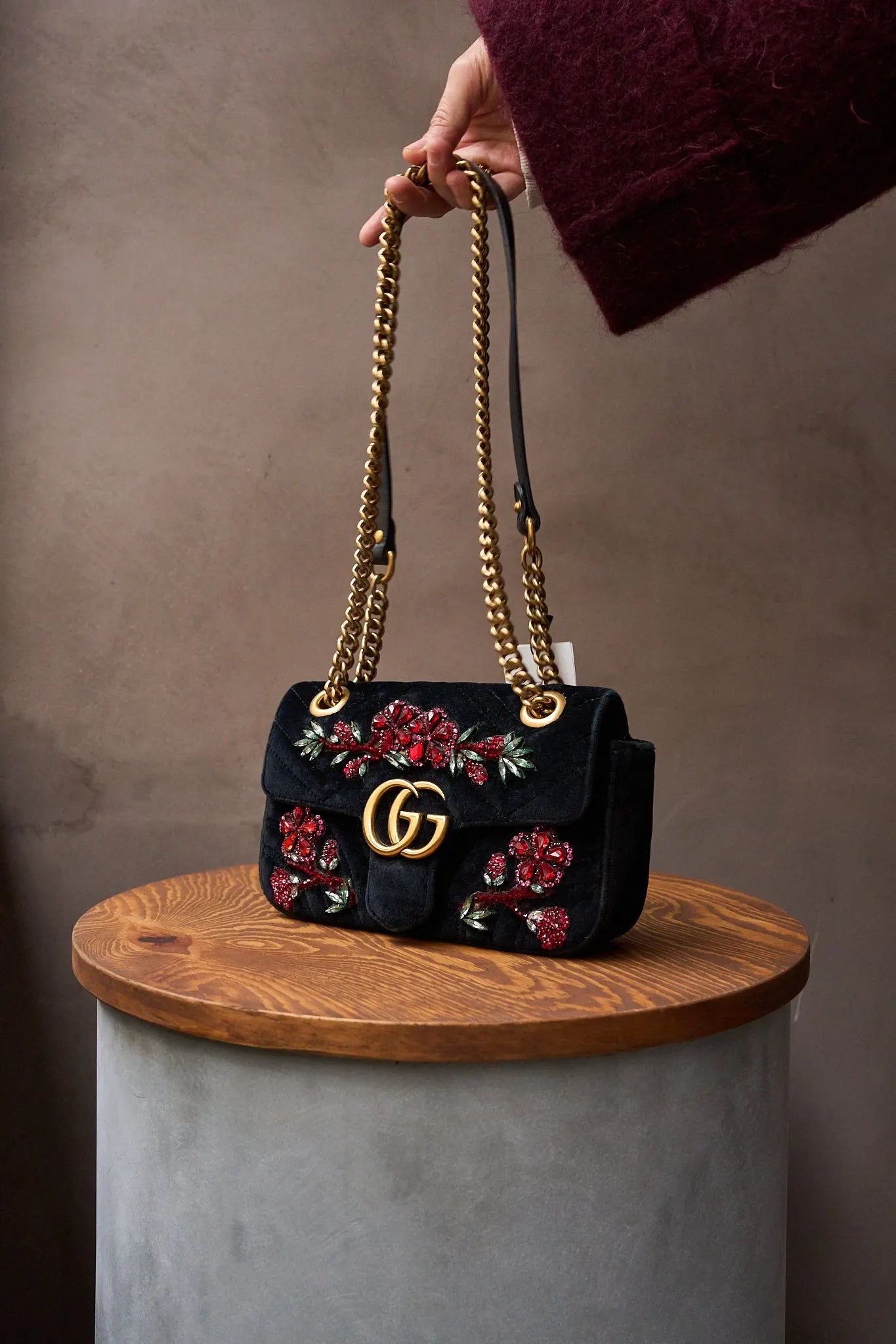 Gucci Marmont Mini Crystal Embellished Bag