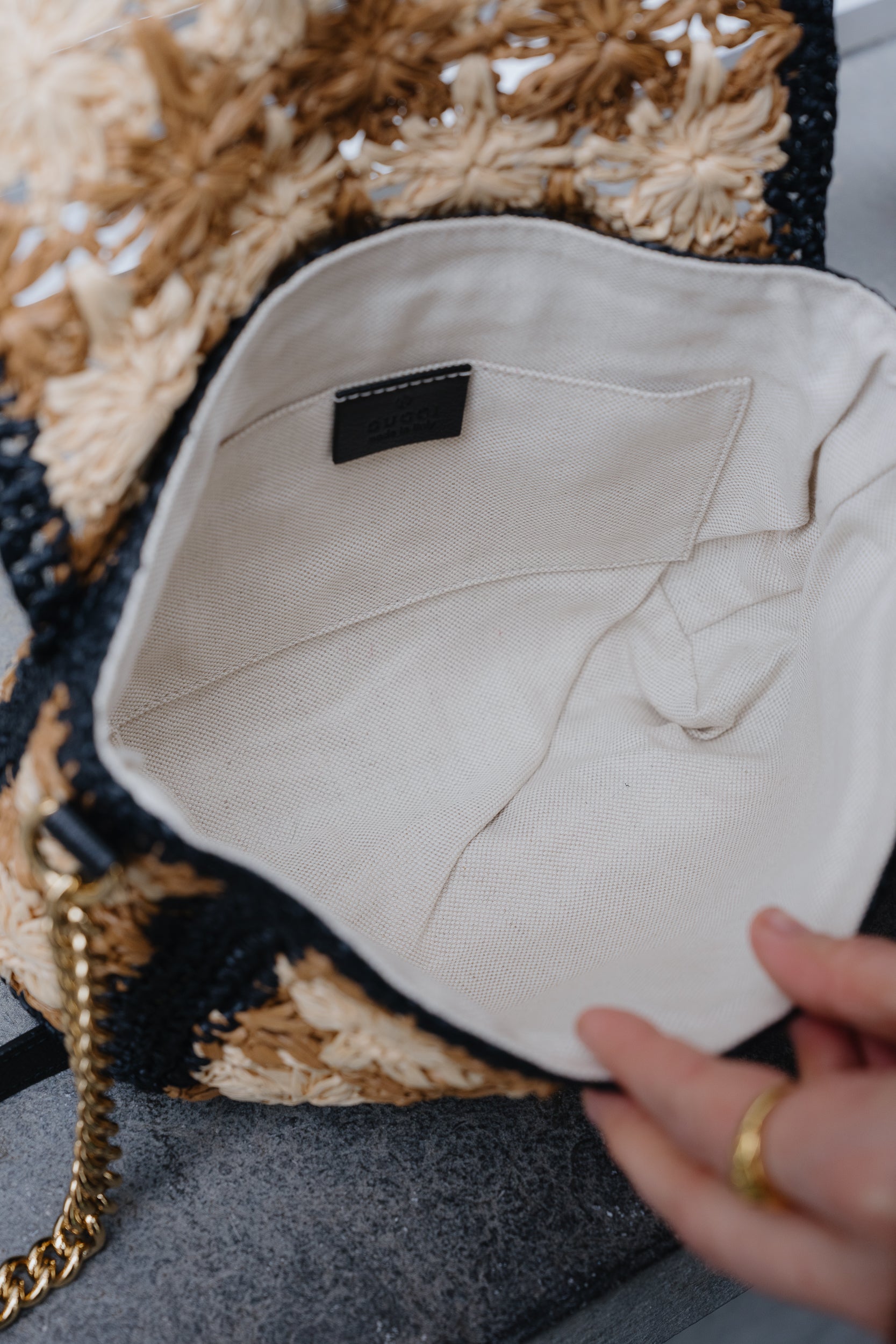 Gucci Marmont Raffia Crossbody Bag