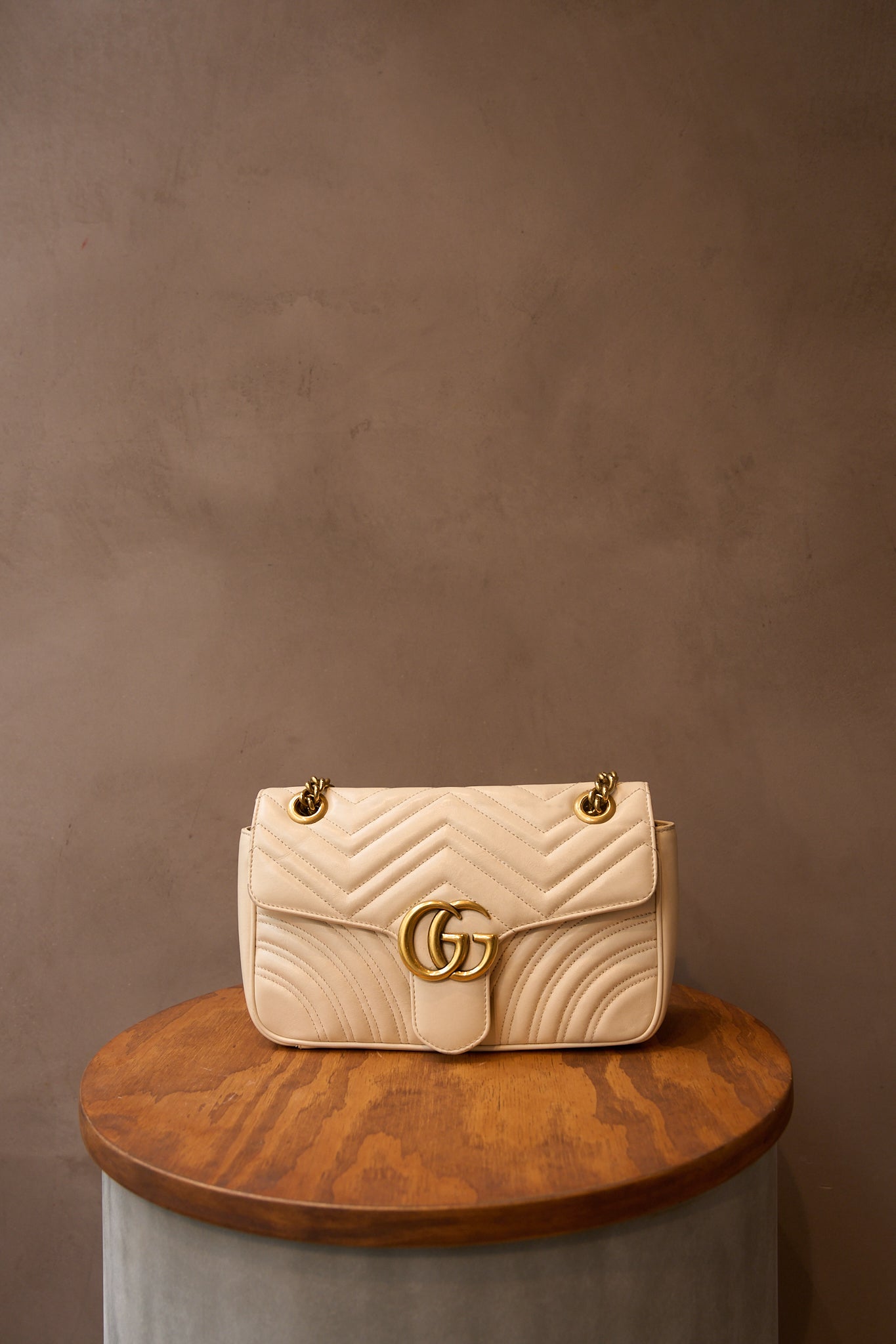 Gucci White GG Marmont Small Bag