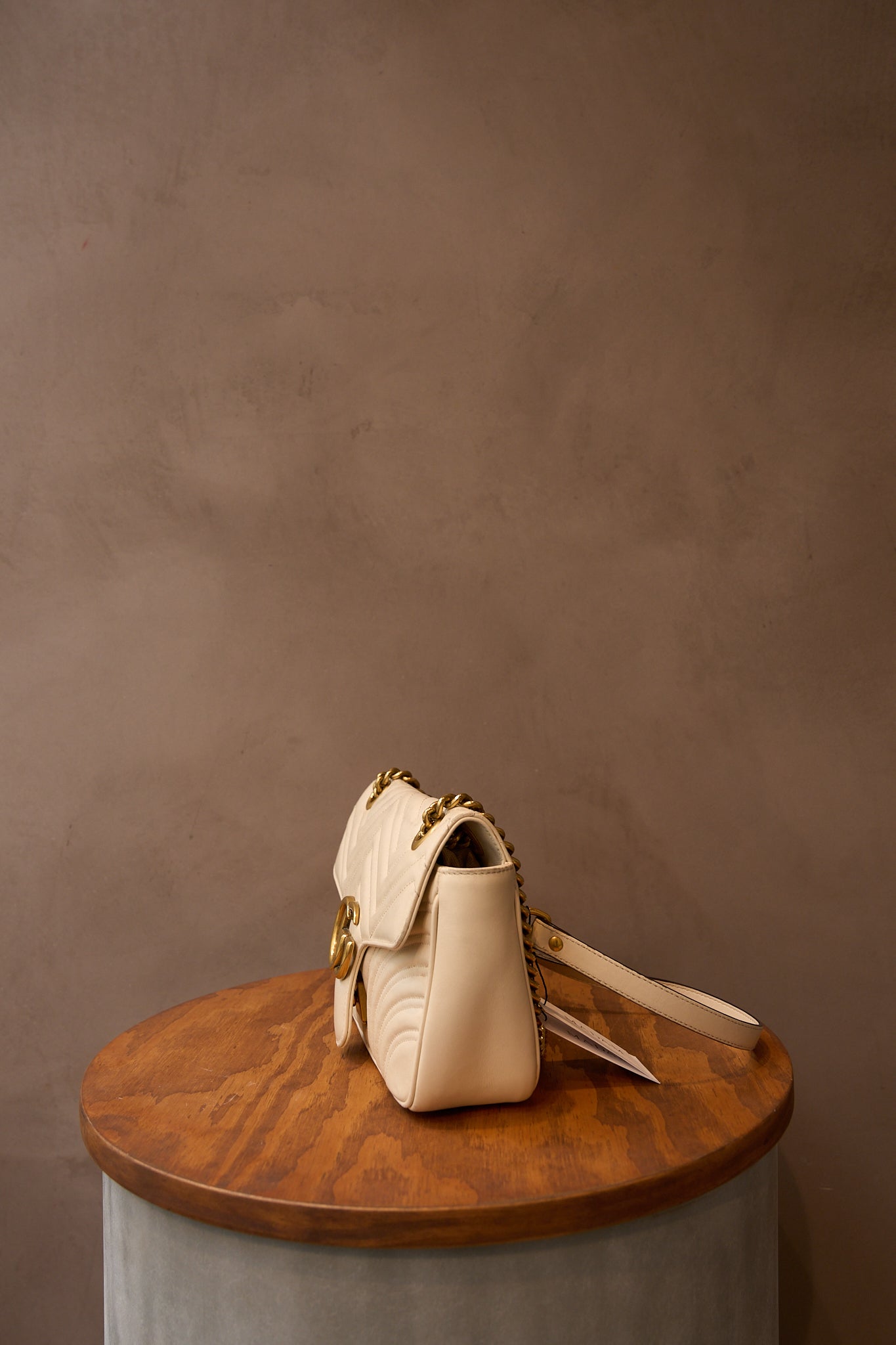 Gucci White GG Marmont Small Bag