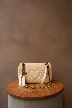 Gucci White GG Marmont Small Bag