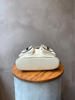 Gucci White Leather Bamboo Tassel Backpack