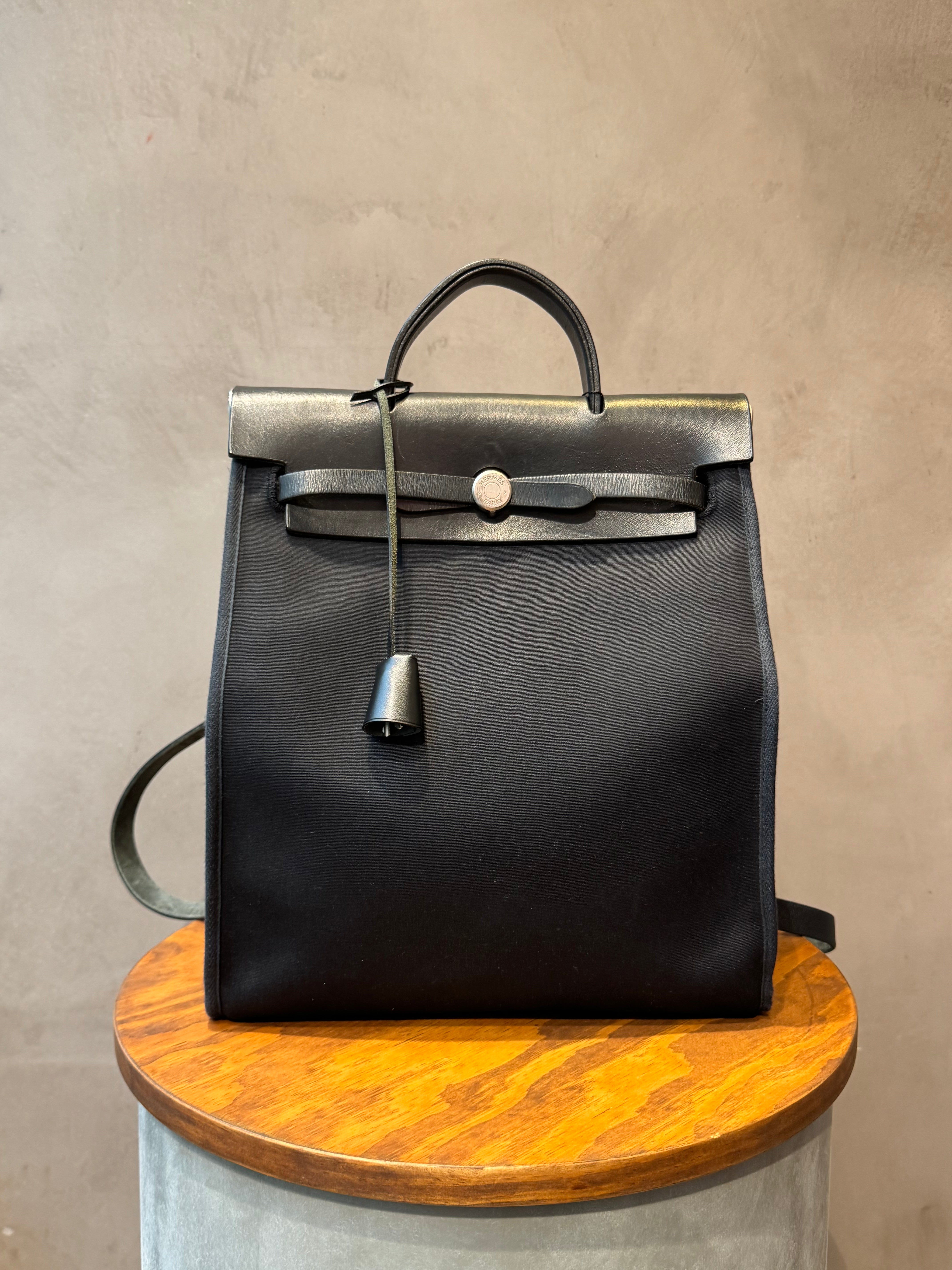 Hermès Black Herbag Backpack