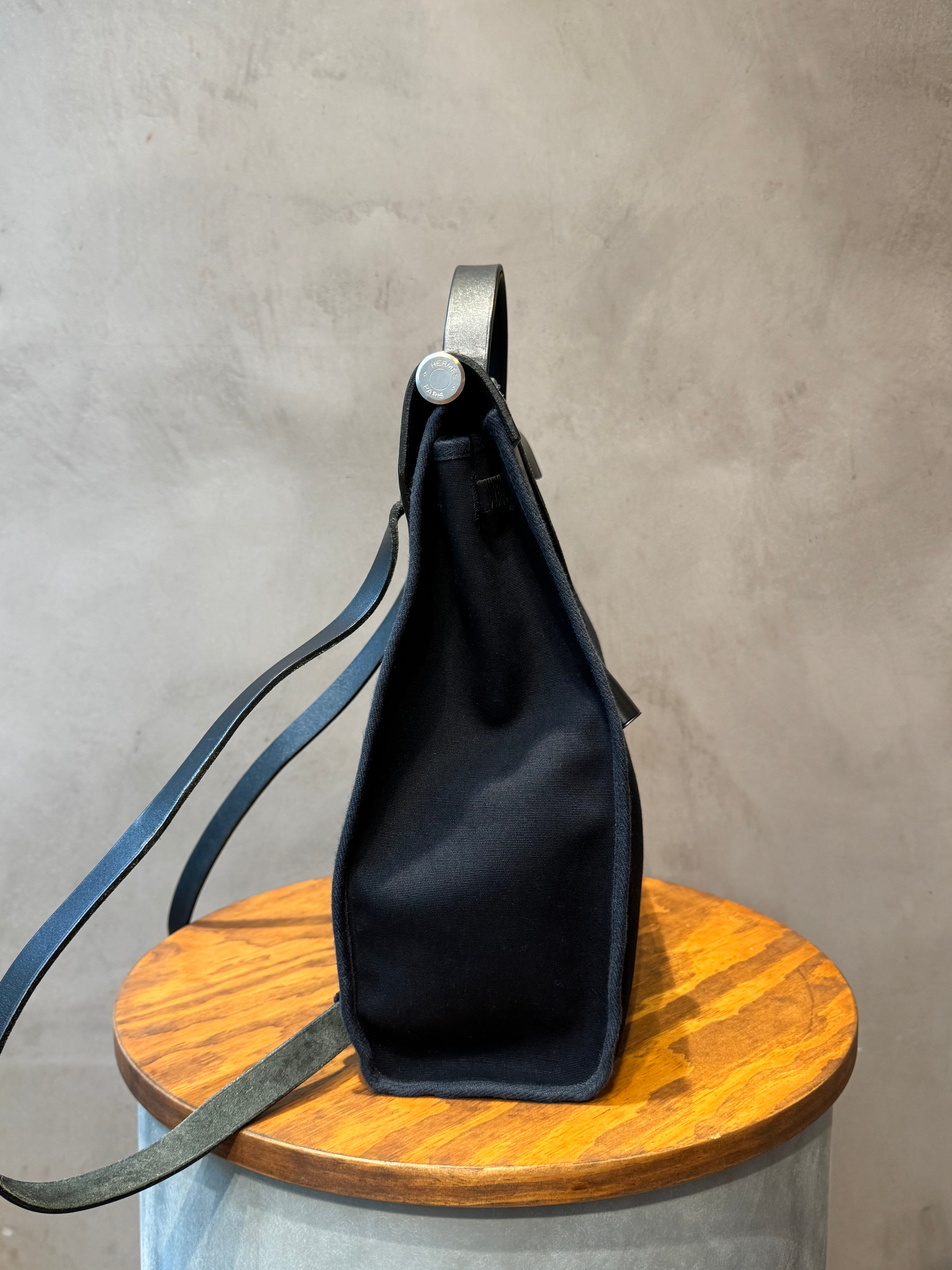 Hermès Black Herbag Backpack