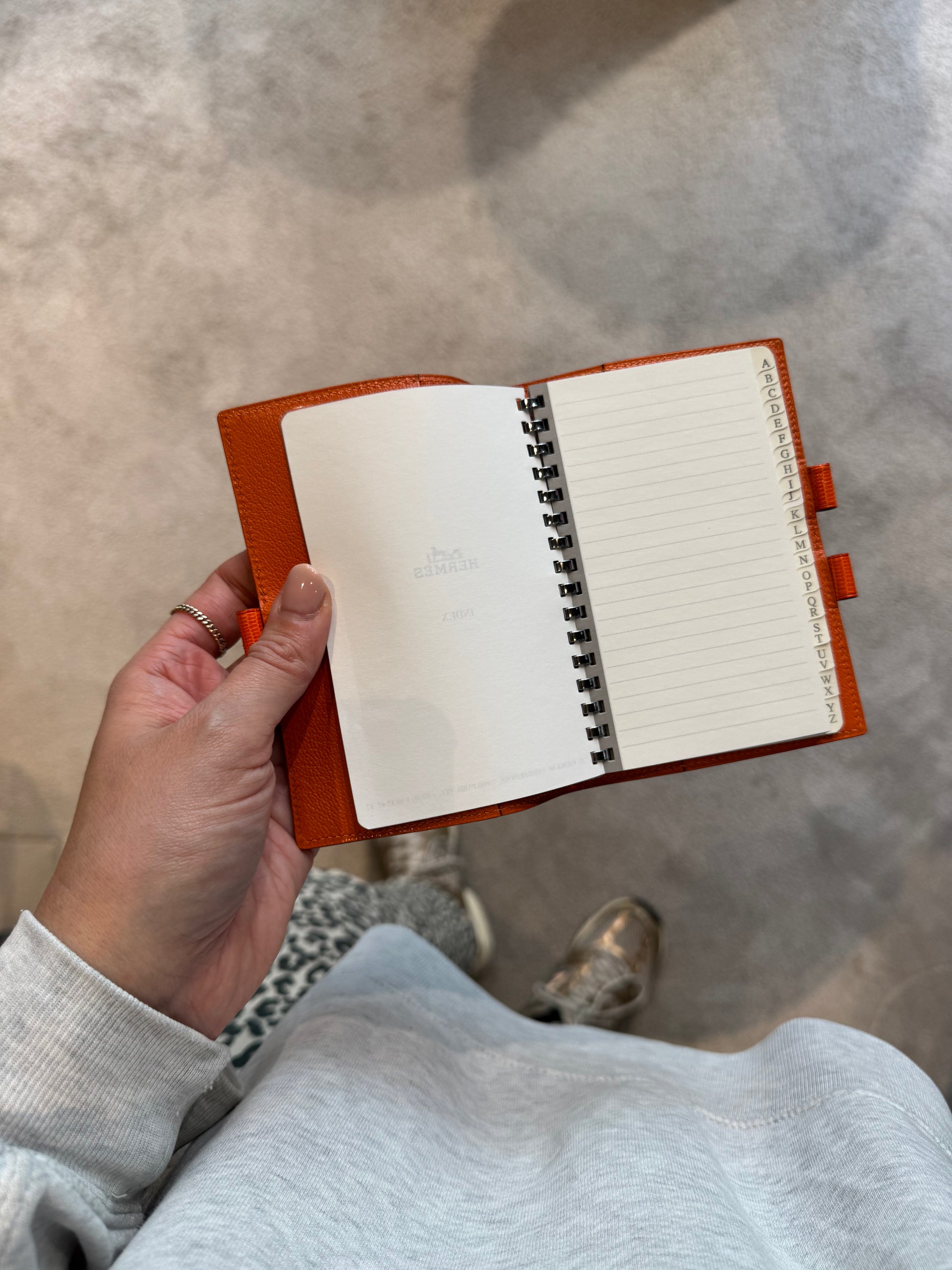 Hermès Index in Orange Lizard Leather