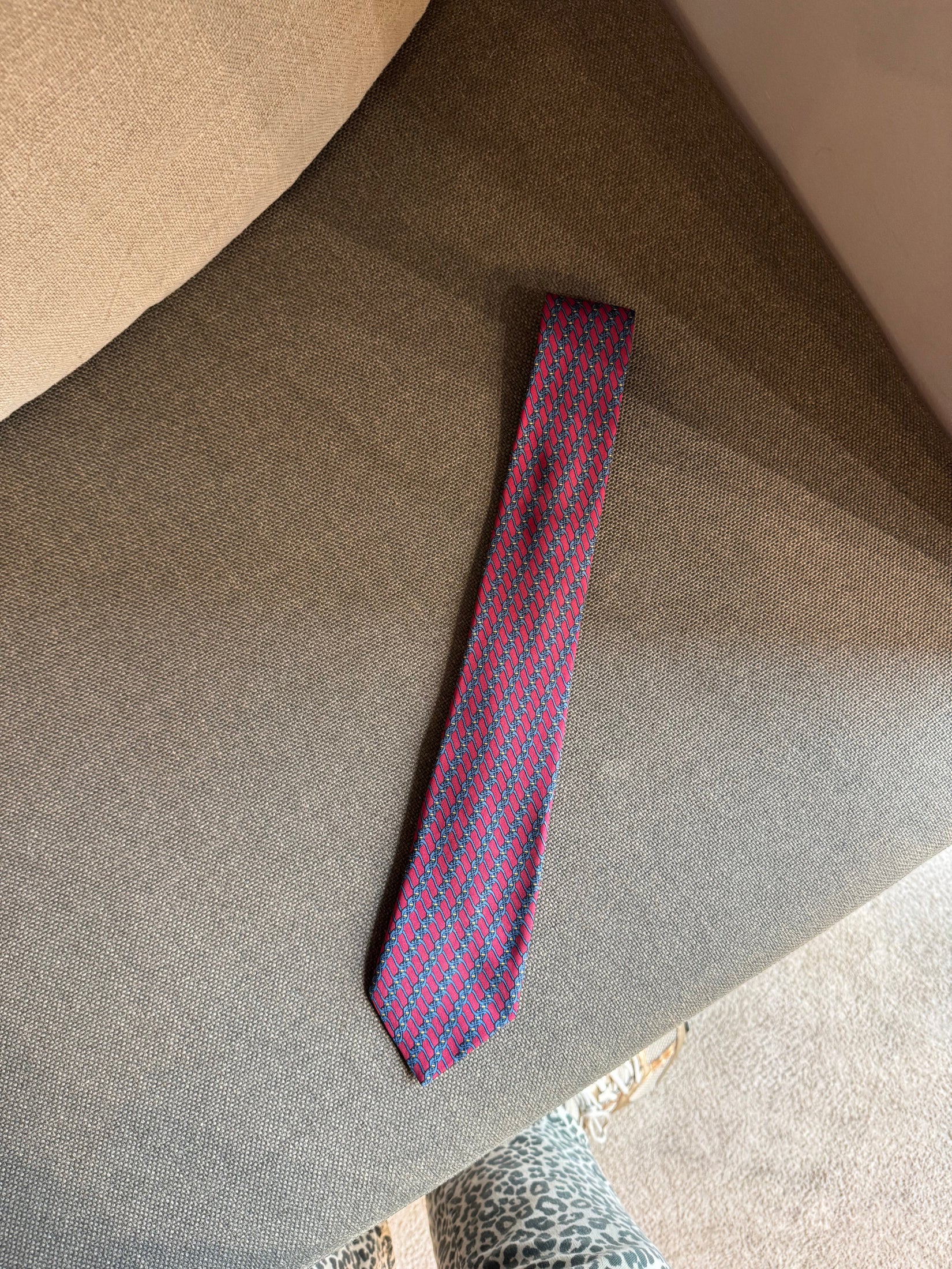 Hermès Red and Blue Silk Tie
