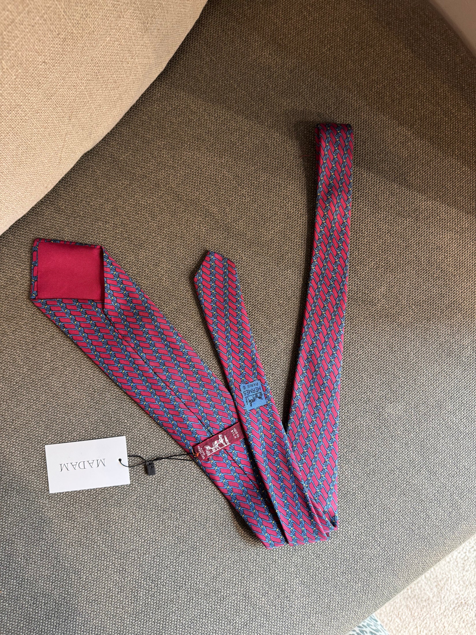 Hermès Red and Blue Silk Tie