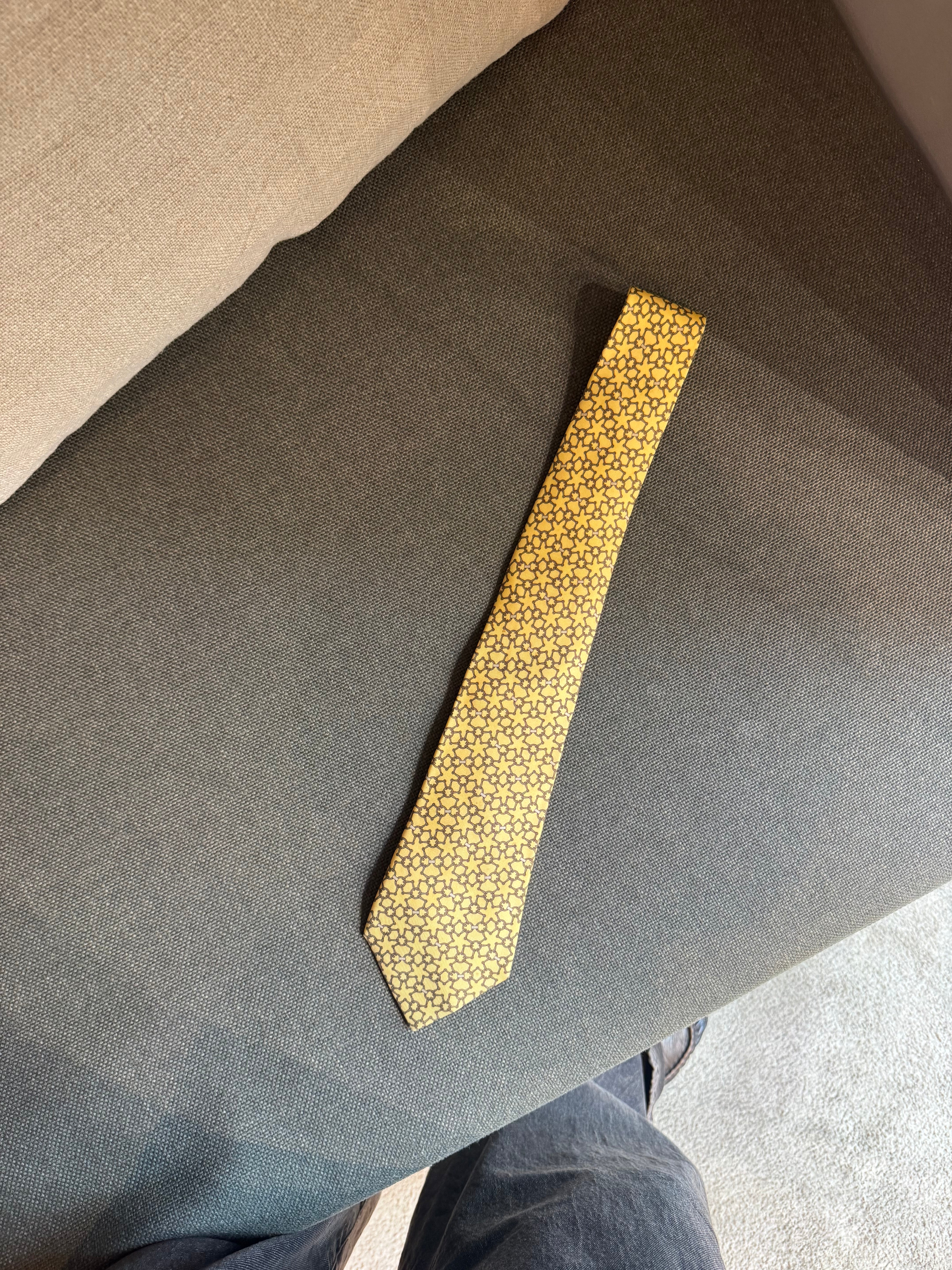 Hermès Yellow Star Silk Tie