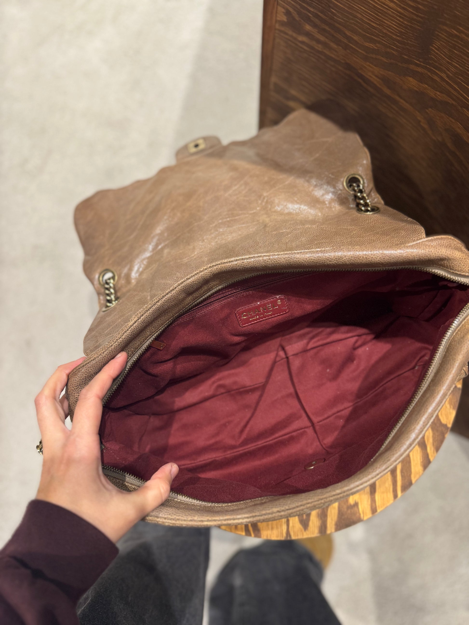 Chanel Brown Caviar Leather Large Shiva Flap Bag