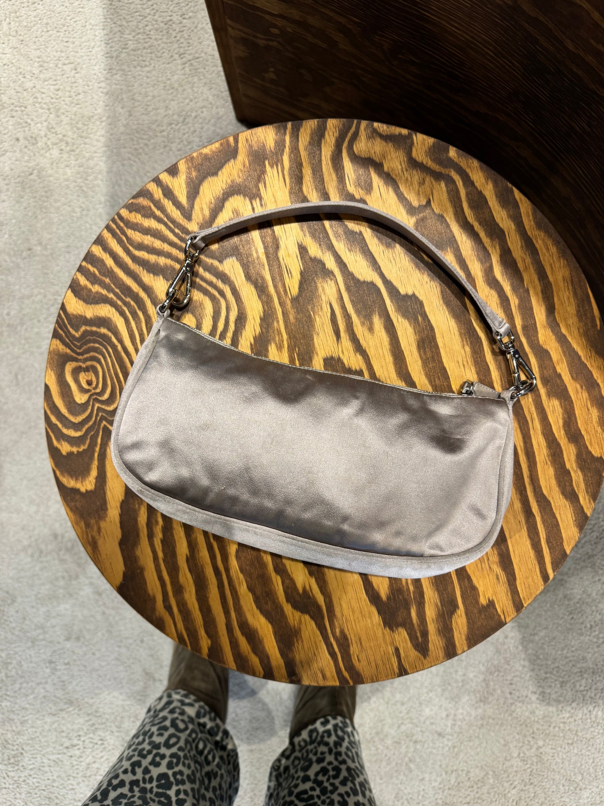 Prada Vintage Grey Satin Top Handle Bag