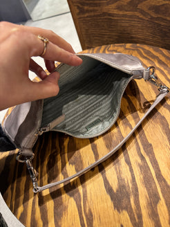 Prada Vintage Grey Satin Top Handle Bag
