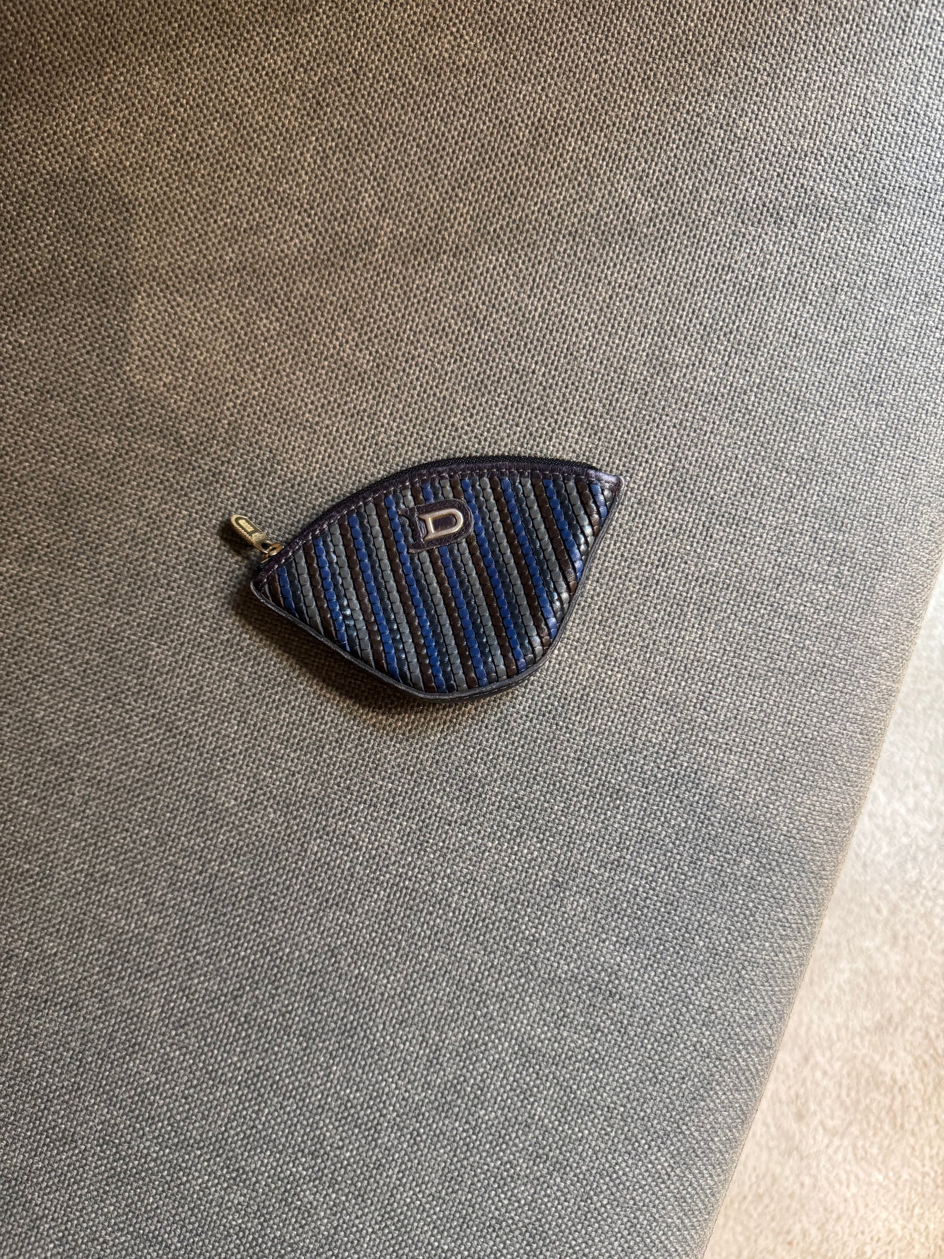 Delvaux Tressé Coin Wallet Blue, Green & Brown