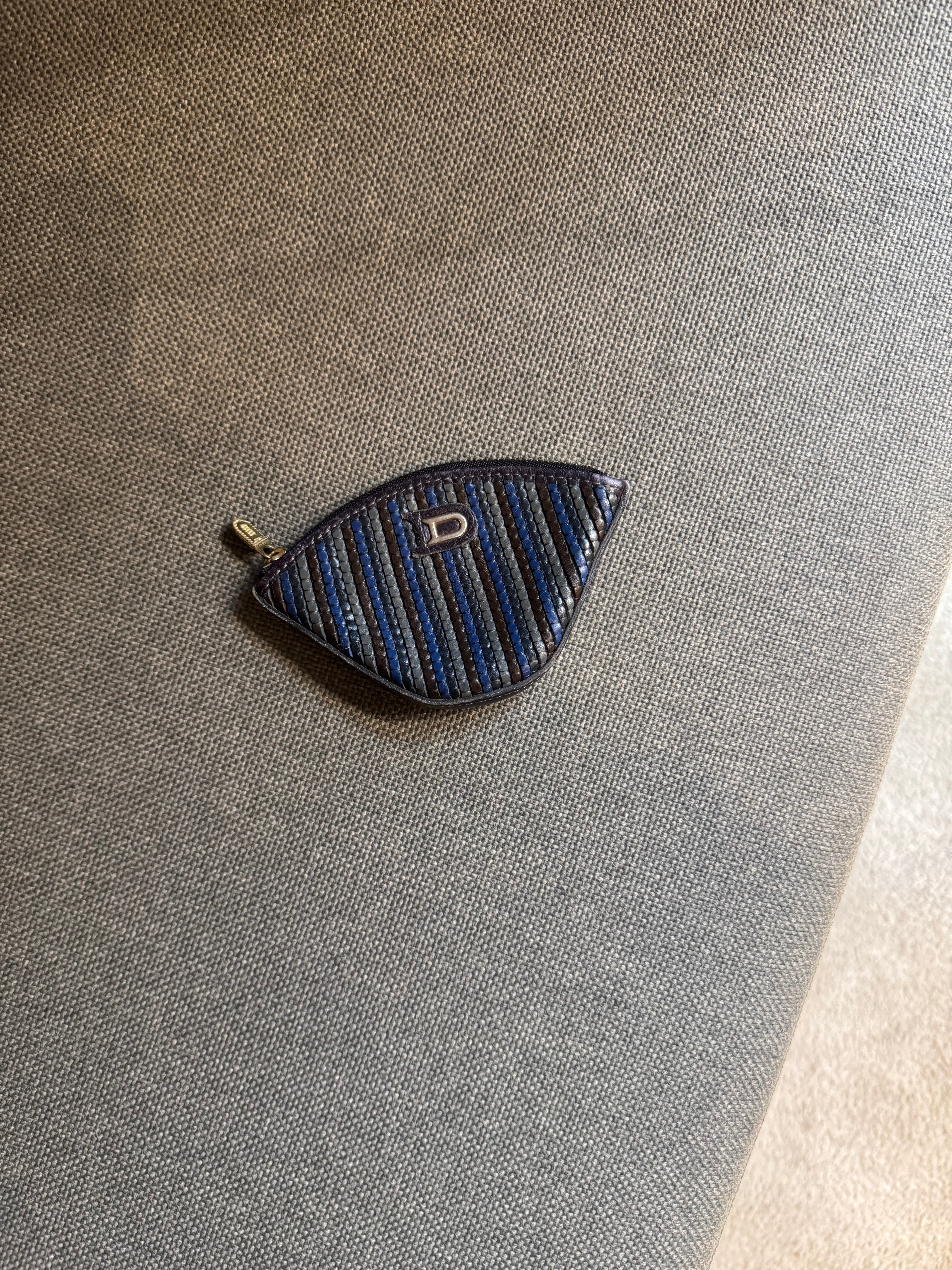 Delvaux Tressé Coin Wallet Blue, Green & Brown