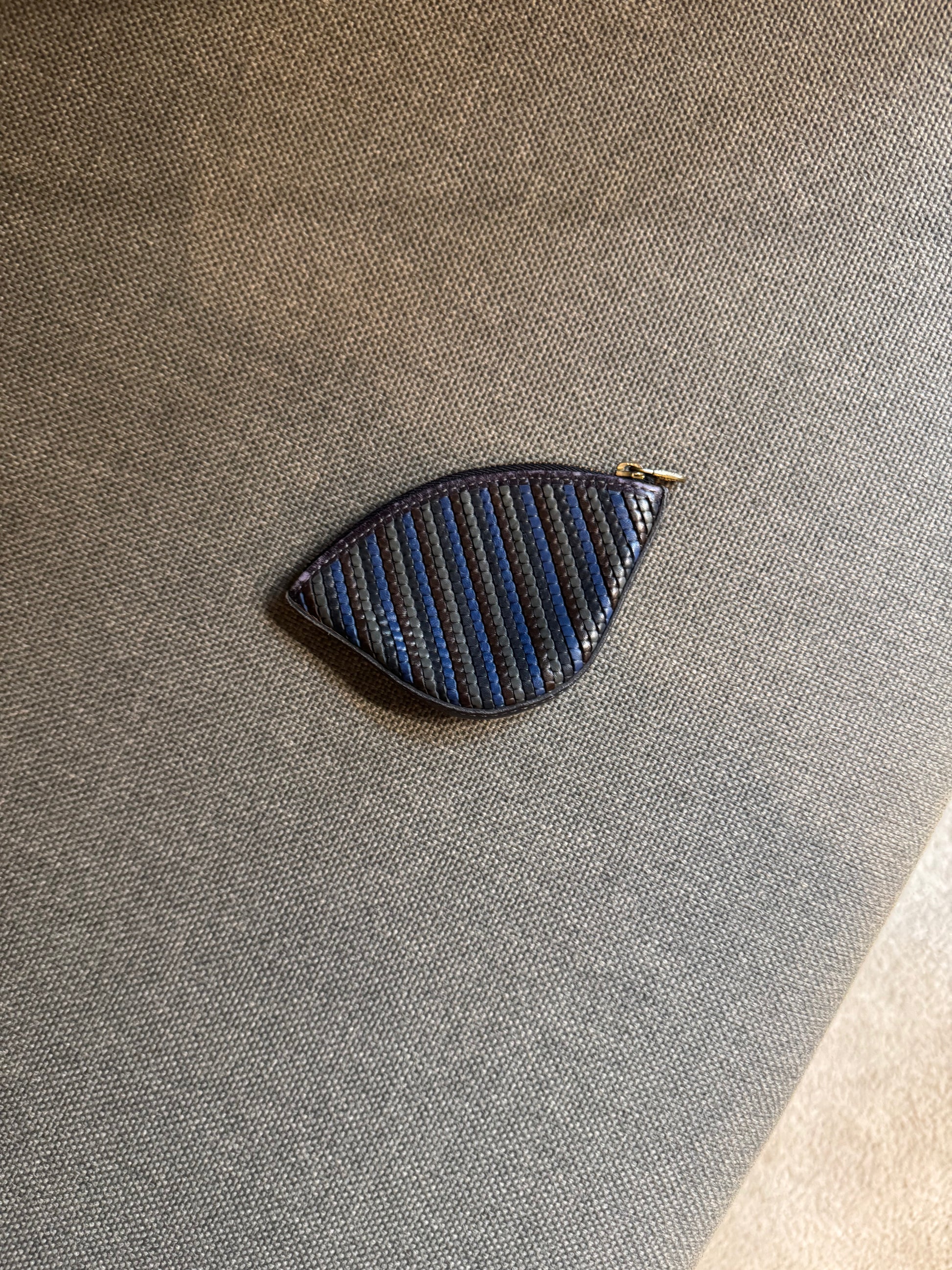 Delvaux Tressé Coin Wallet Blue, Green & Brown