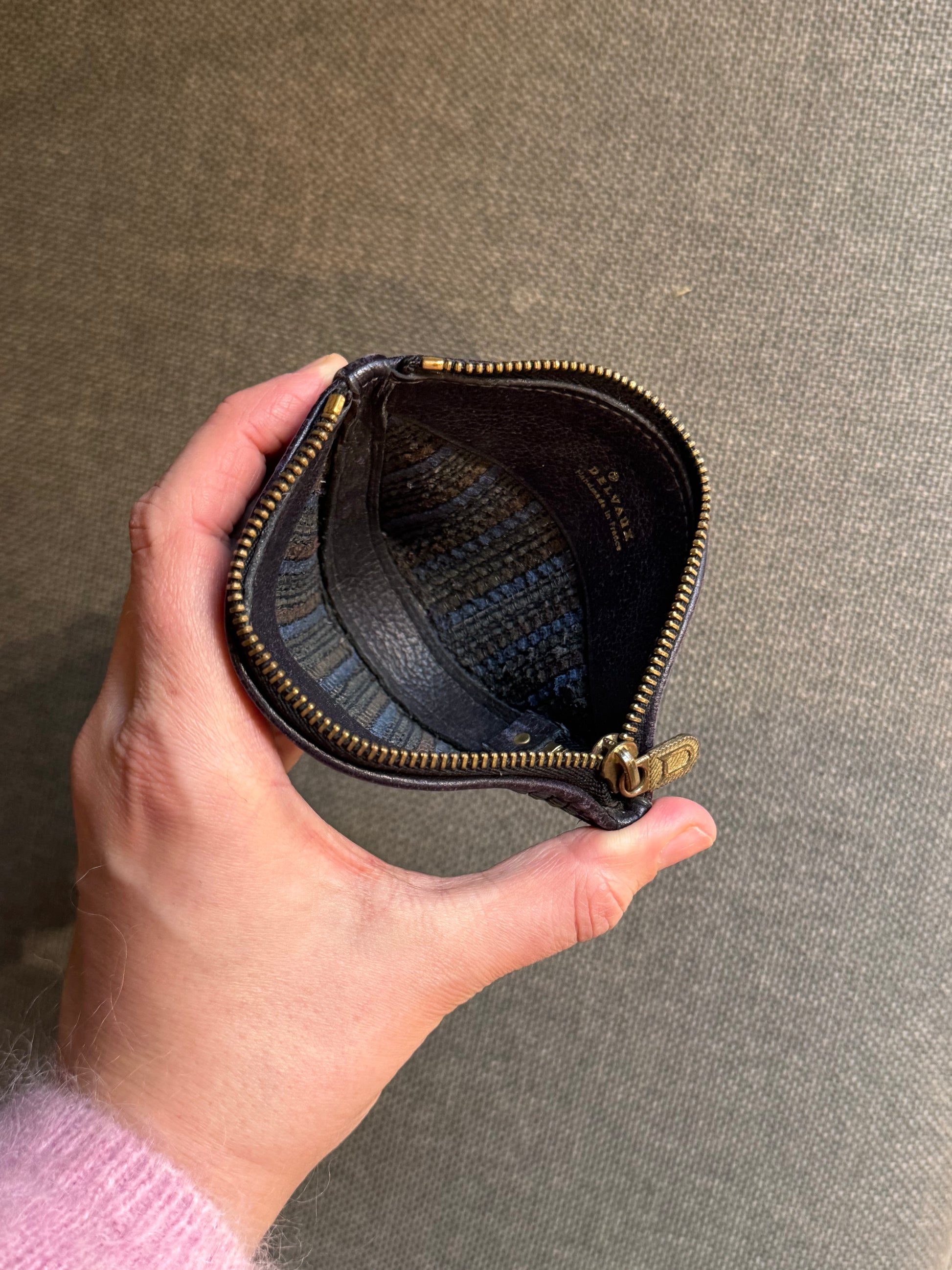 Delvaux Tressé Coin Wallet Blue, Green & Brown