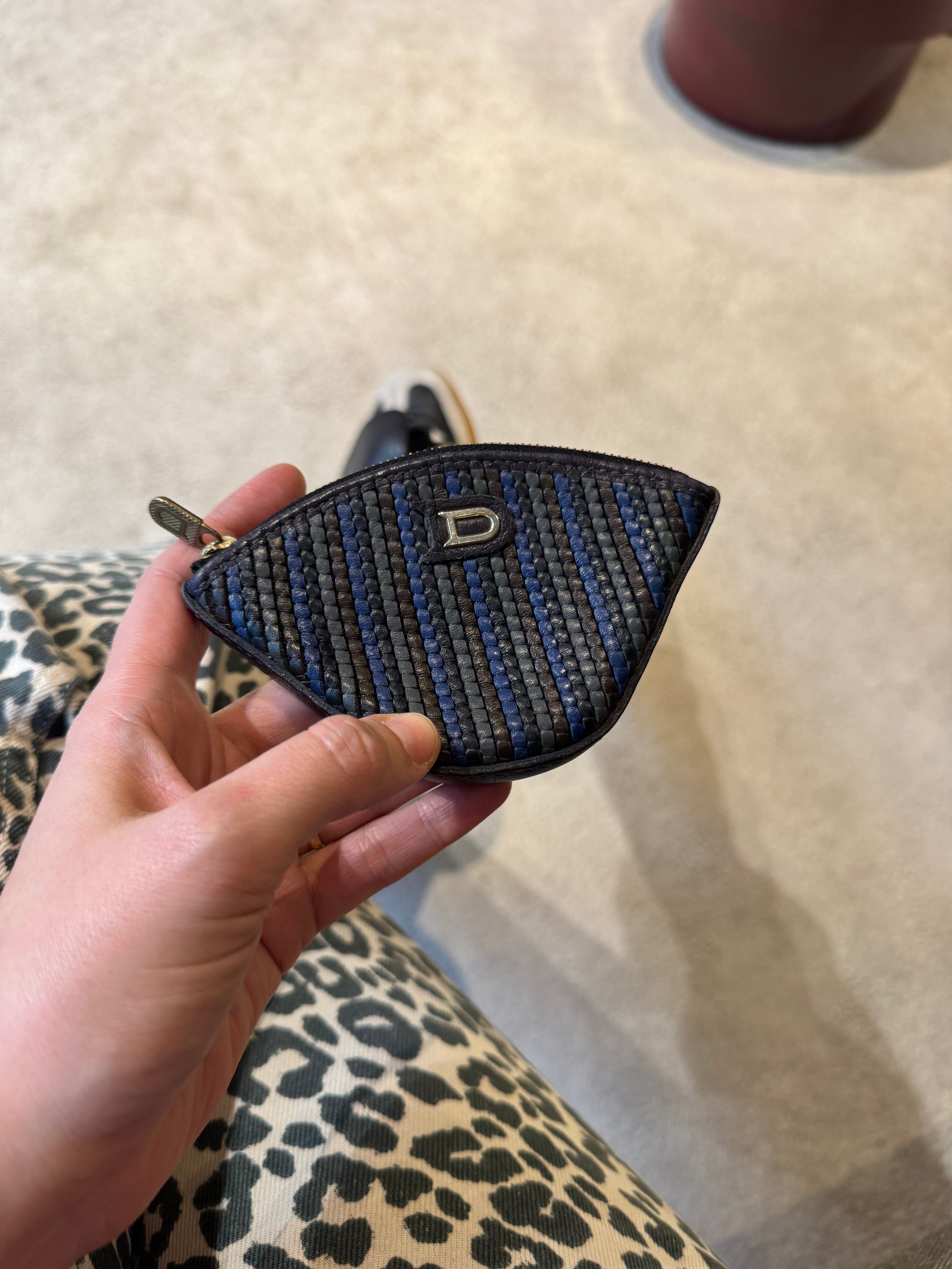 Delvaux Tressé Coin Wallet Blue, Green & Brown