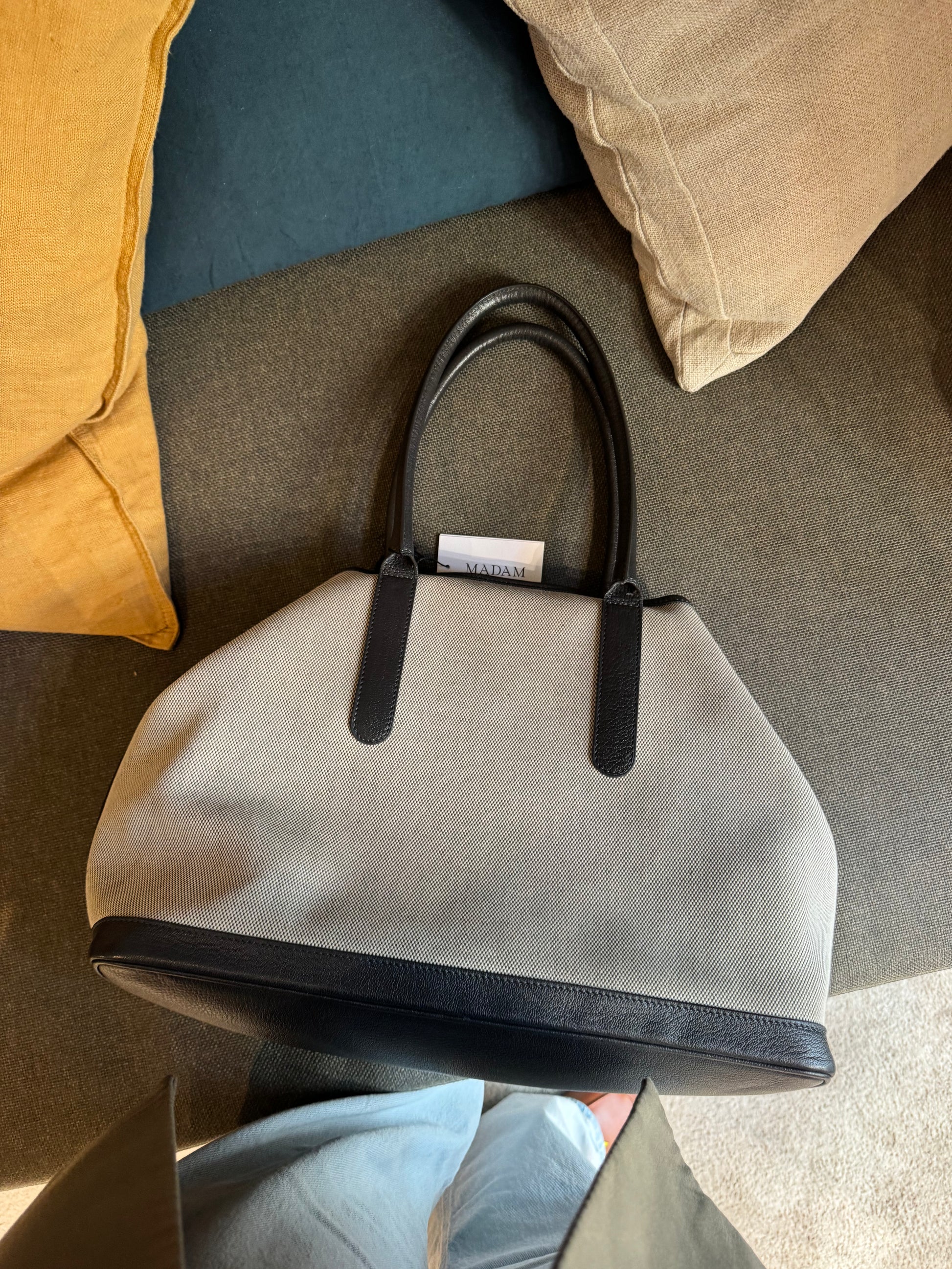 Delvaux Toile D & Leather Cabas Shopper