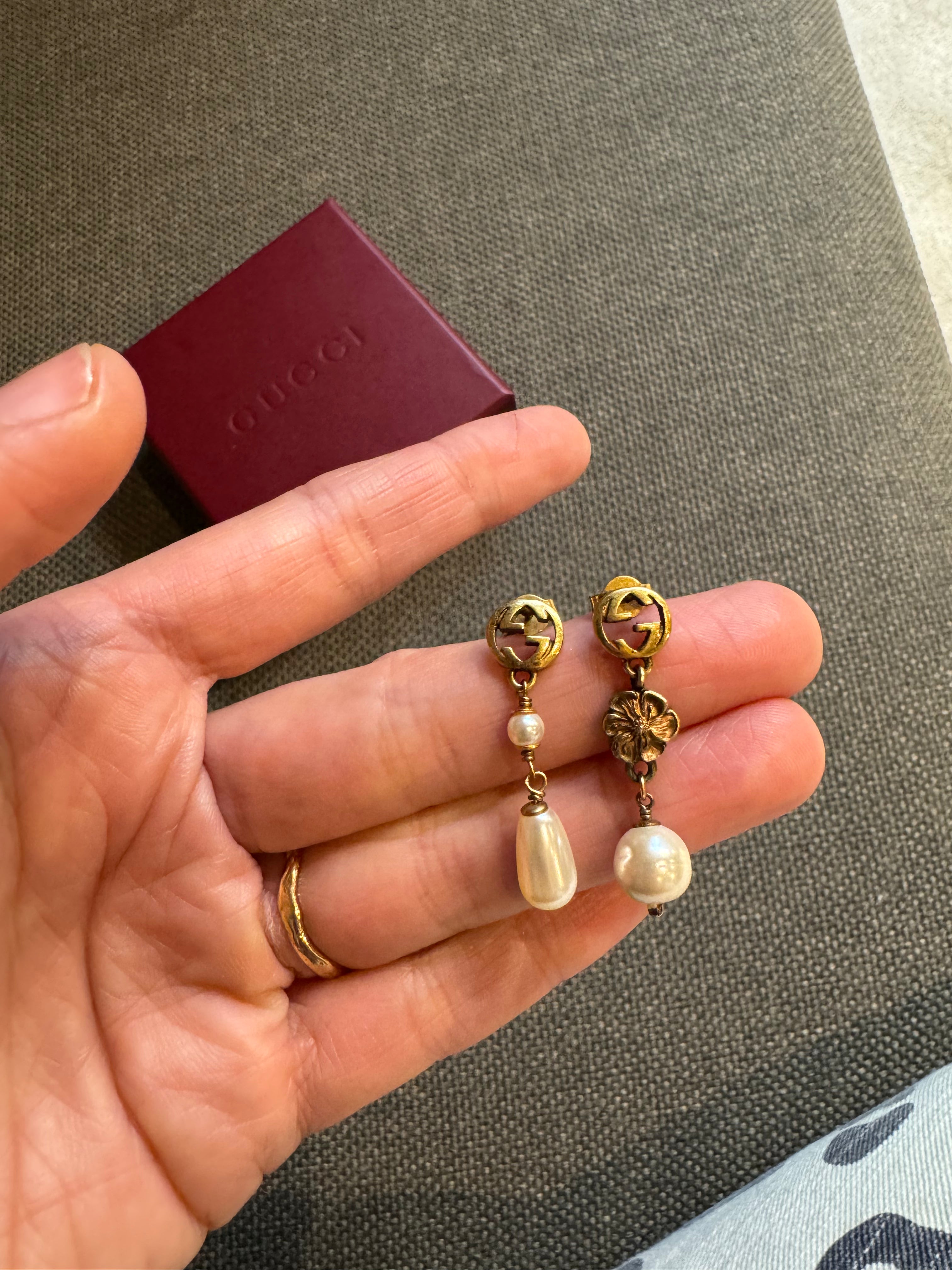 Gucci Pearl Logo Earrings