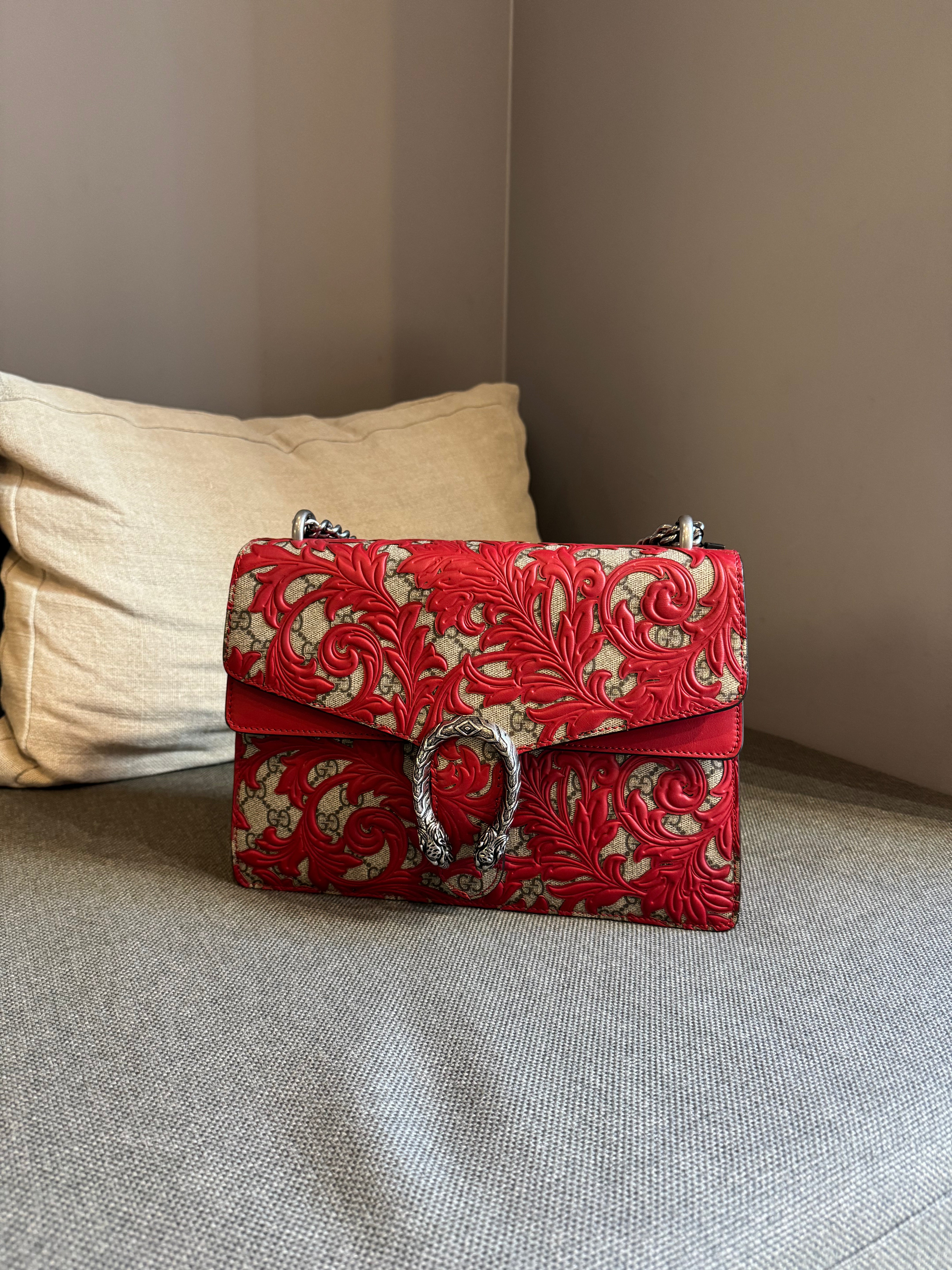 Gucci Red Arabesque GG Dionysus Medium Bag