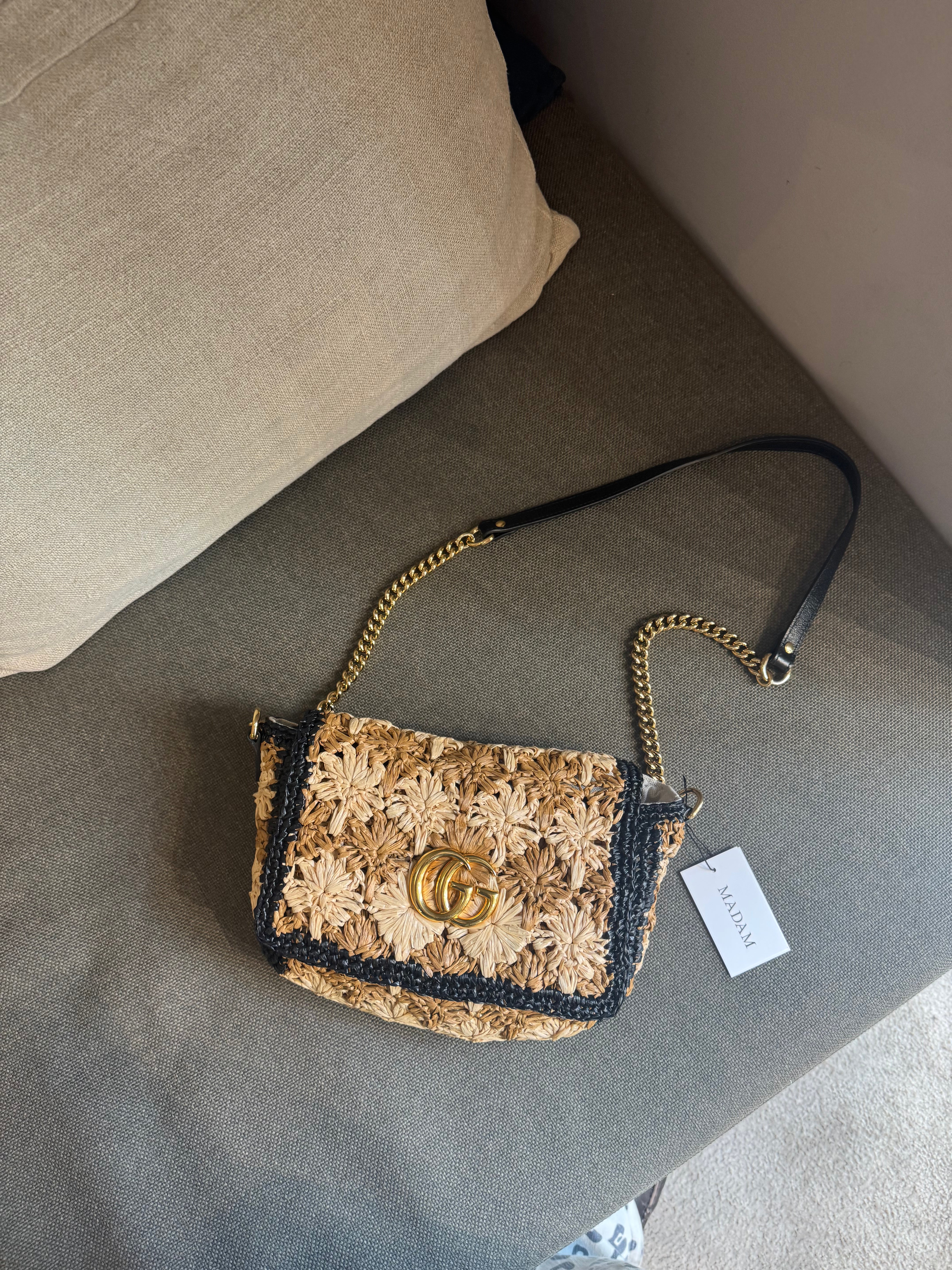 Gucci Marmont Raffia Crossbody Bag