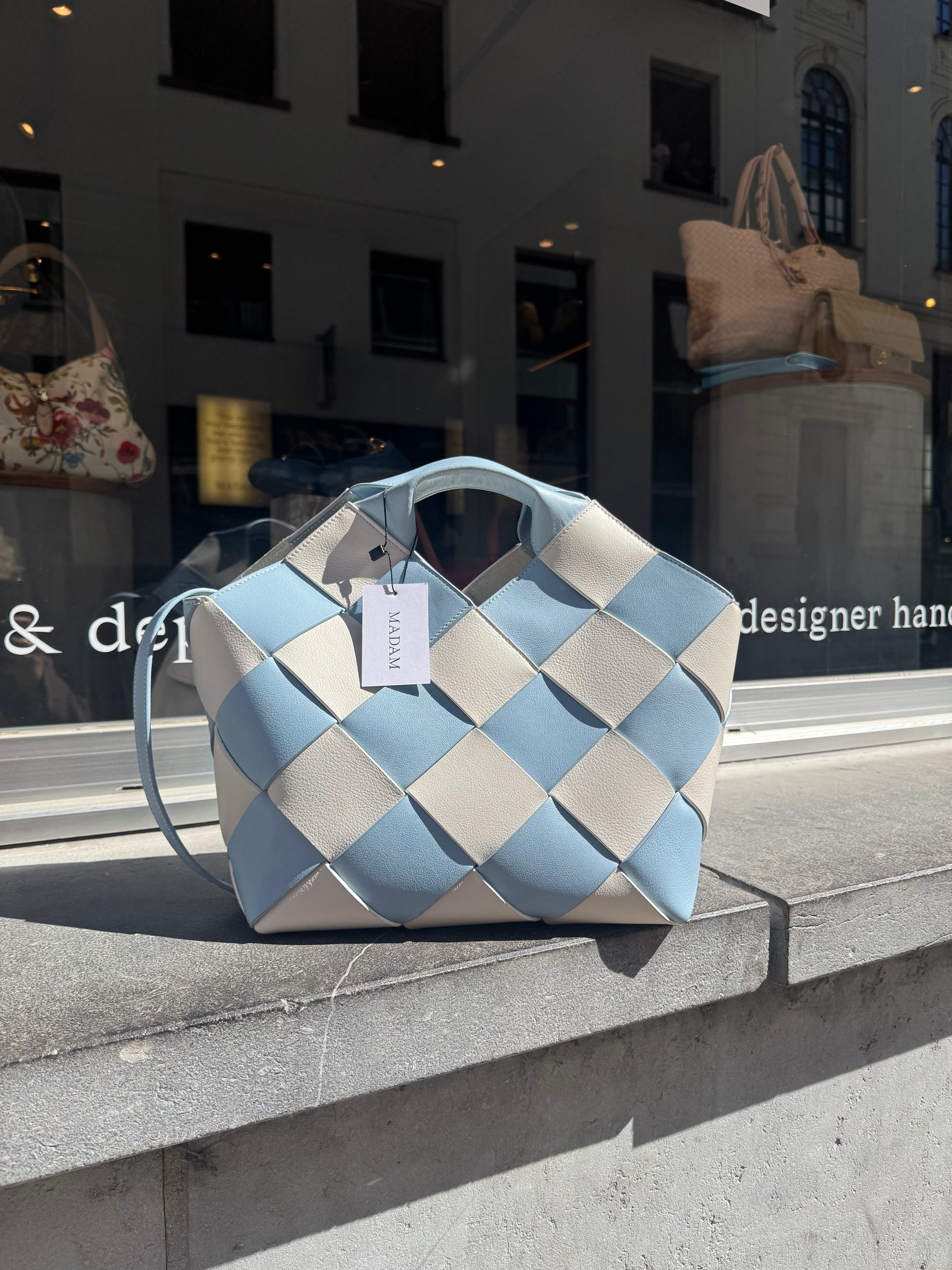 Loewe Gingham Woven Leather Basket Bag