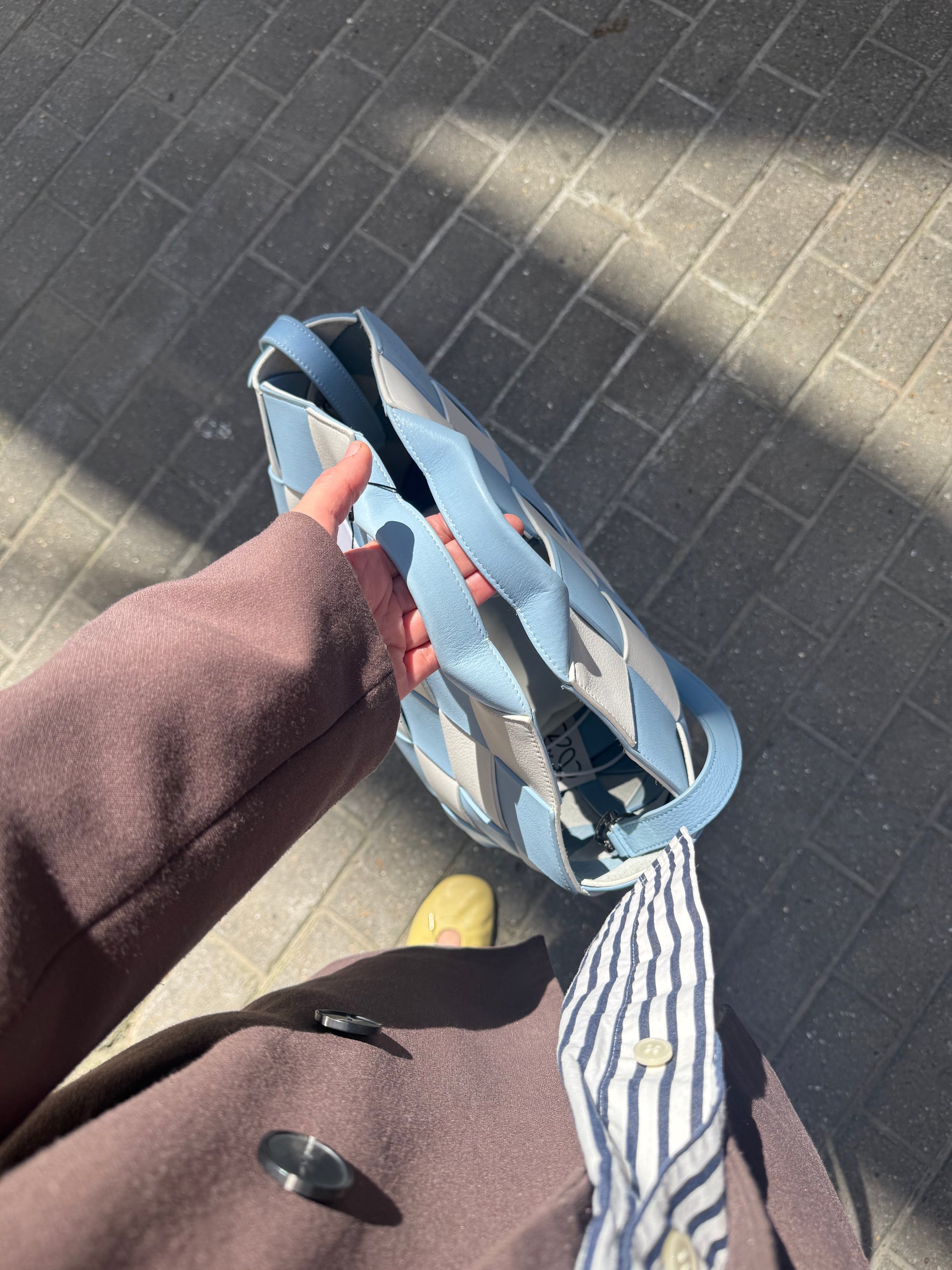 Loewe Gingham Woven Leather Basket Bag