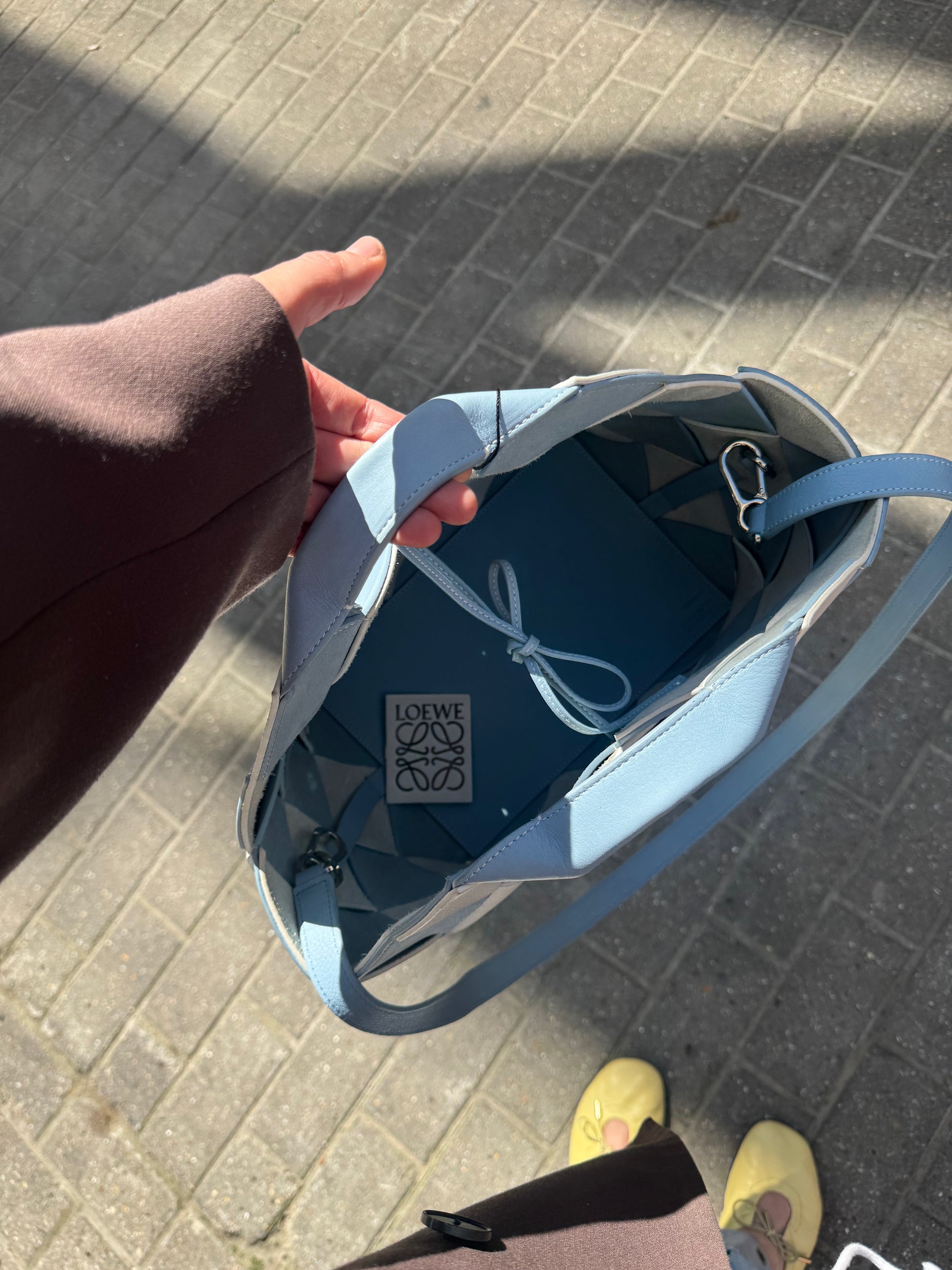 Loewe Gingham Woven Leather Basket Bag