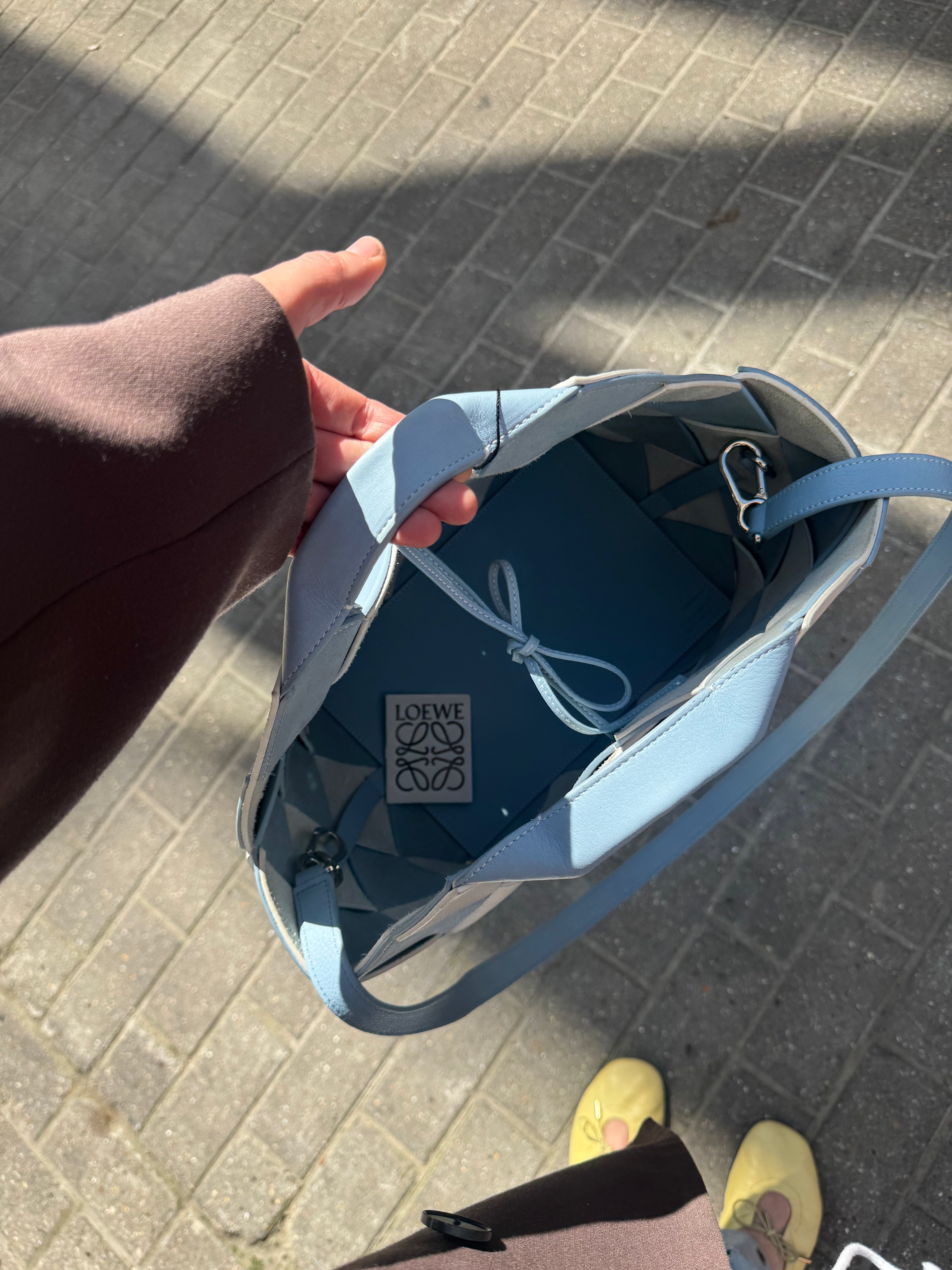 Loewe Gingham Woven Leather Basket Bag