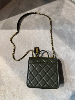 Chanel 22K Green Caviar School Memory Mini Flap Bag