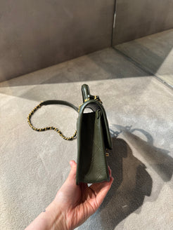 Chanel 22K Green Caviar School Memory Mini Flap Bag