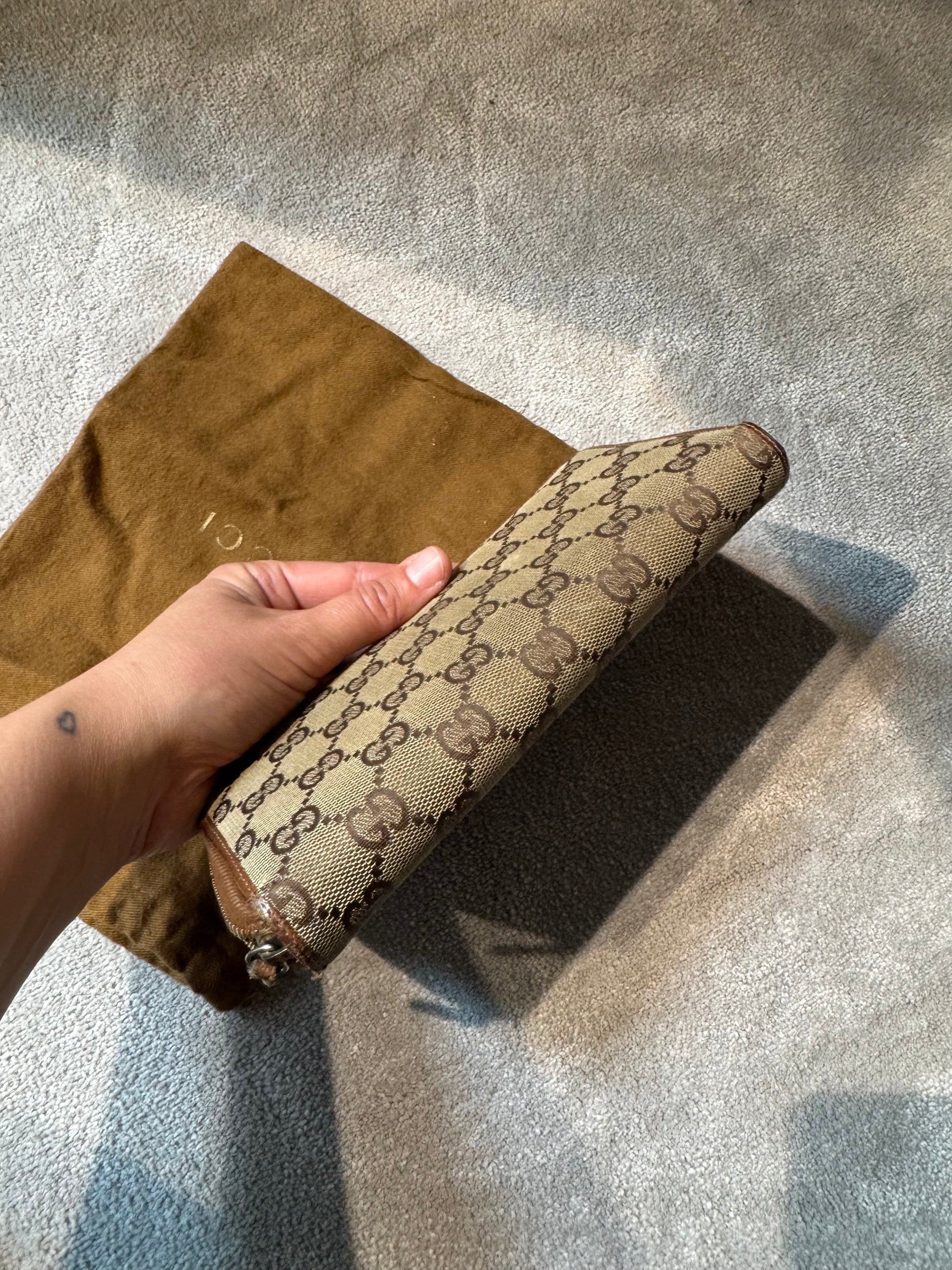 Gucci Monogram Canvas Zip Wallet