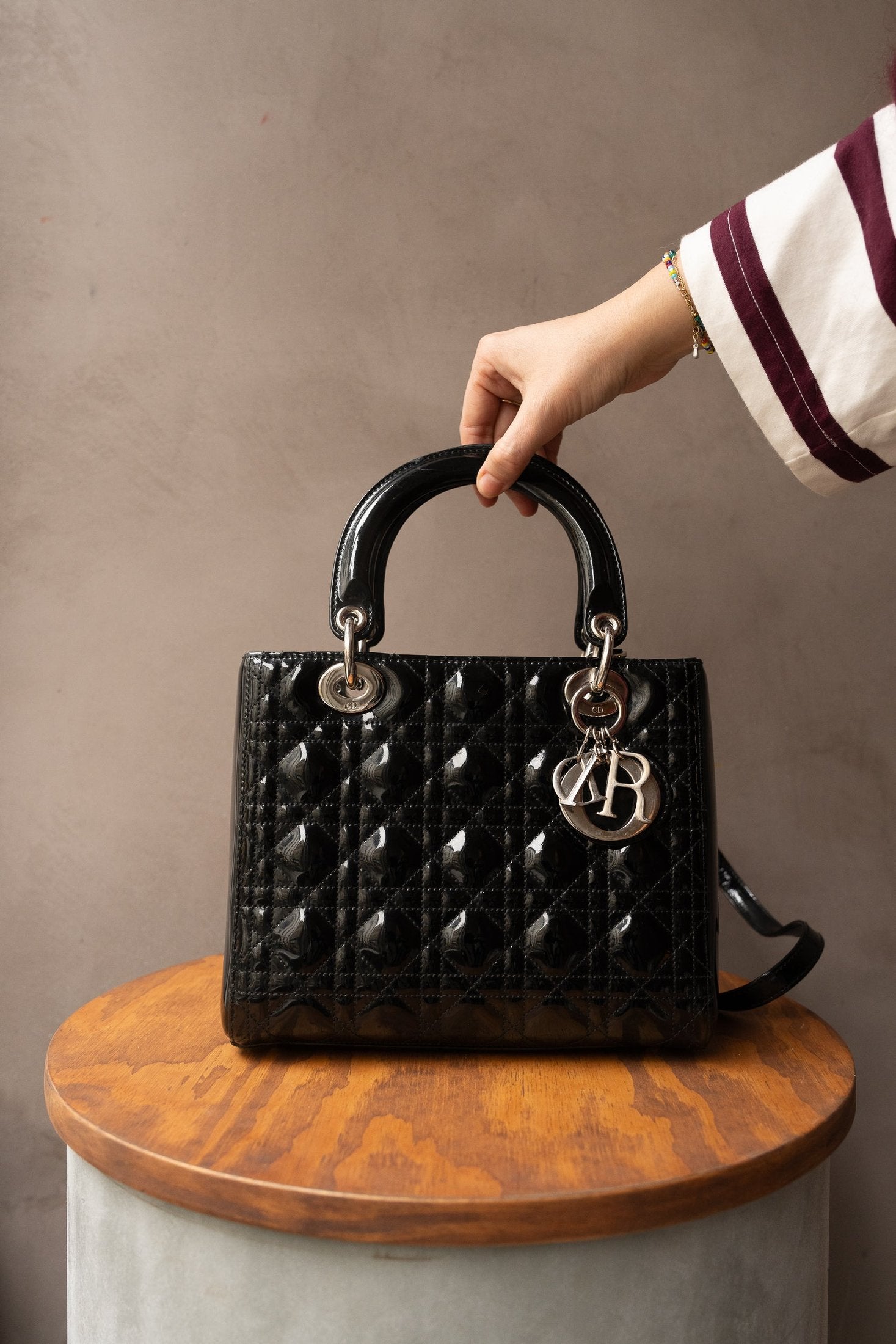 Lady Dior in Patent Leather with Silver Hardware