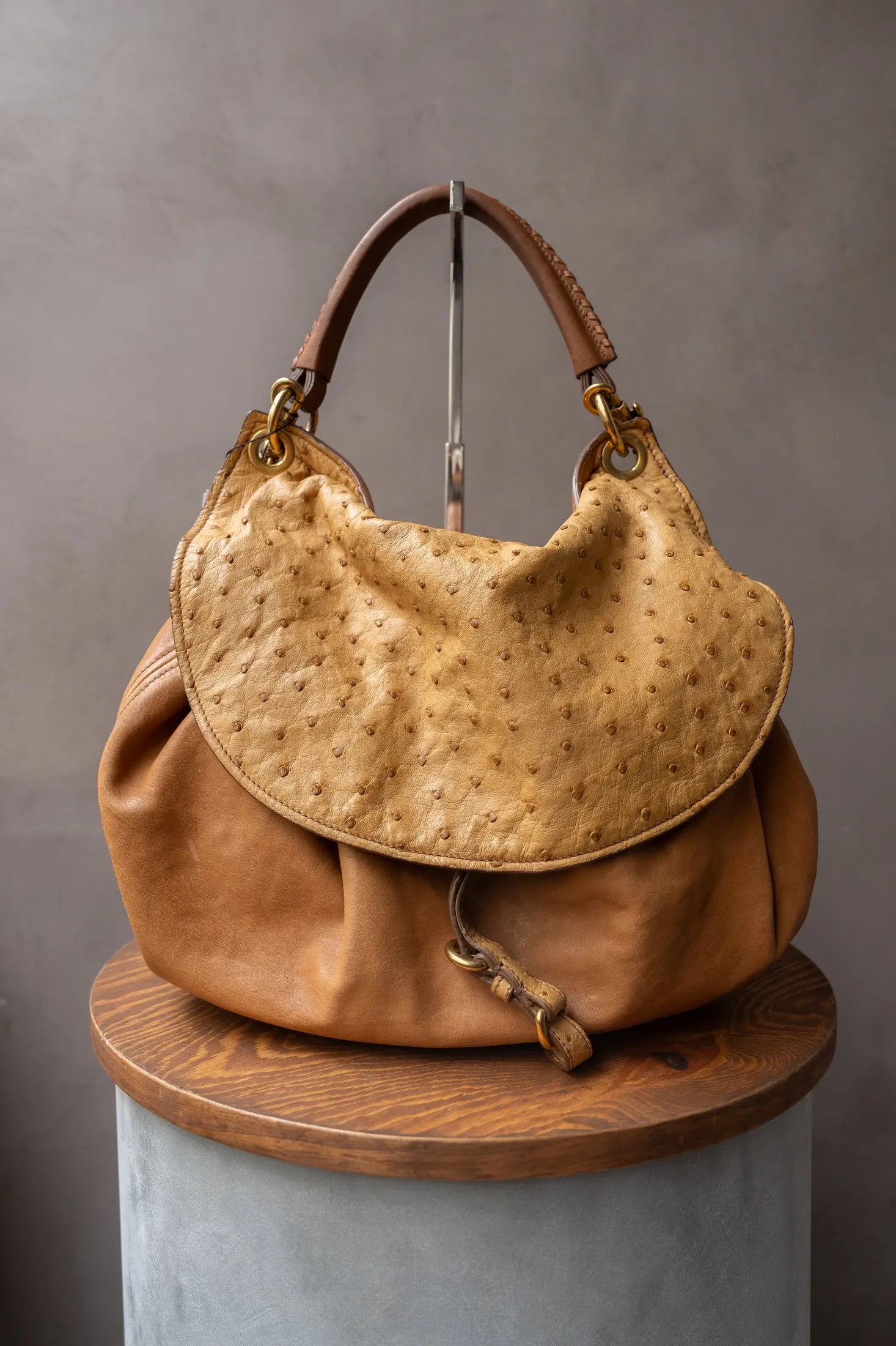 Miu Miu Camel Bag With Ostrich