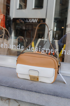 Miu Miu Camel & Off-White Top Handle Bag