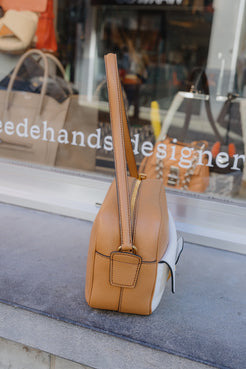 Miu Miu Camel & Off-White Top Handle Bag