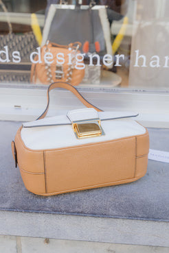 Miu Miu Camel & Off-White Top Handle Bag