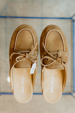 Miu Miu Faded Suede Deck Mules
