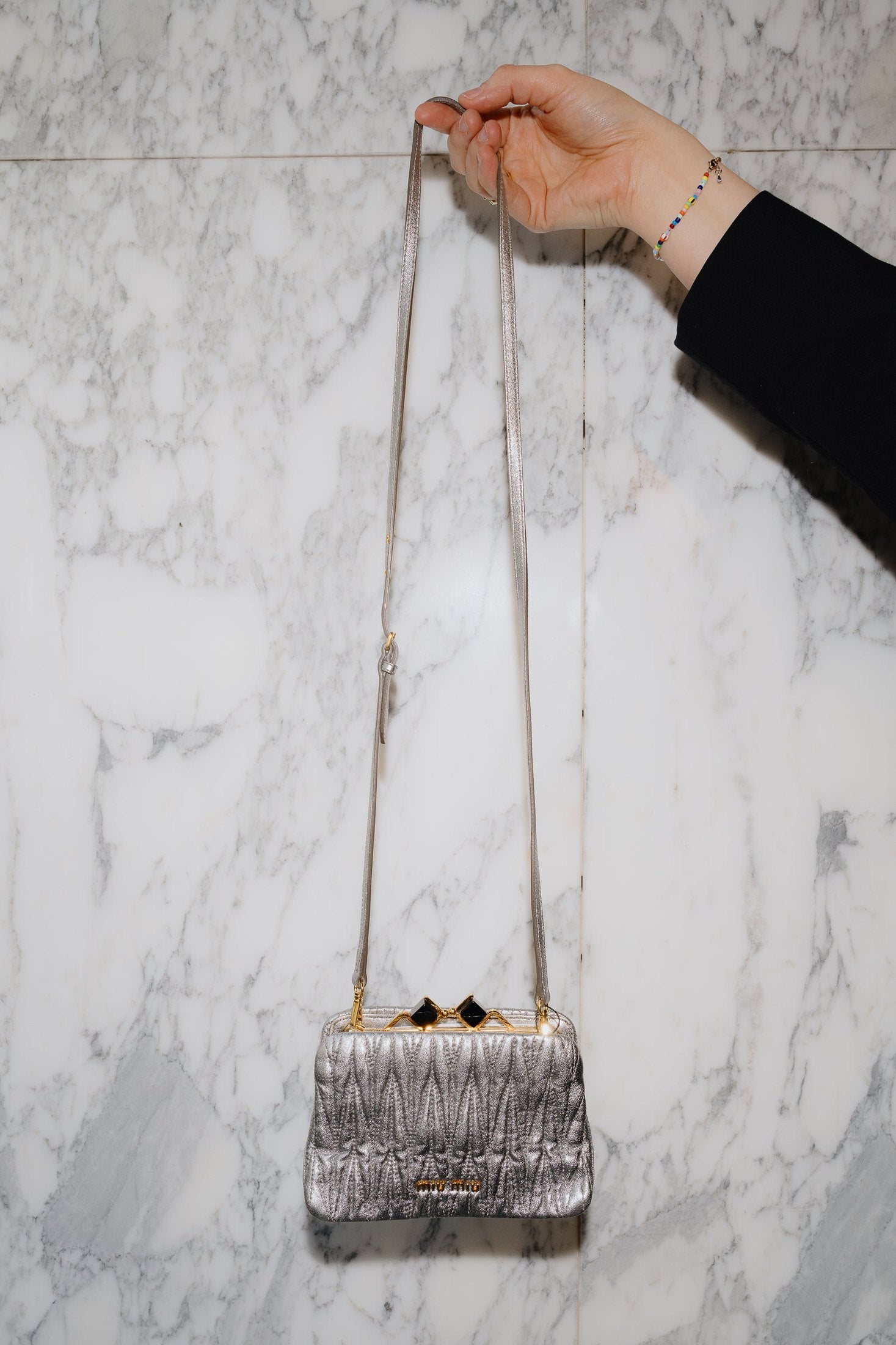 Miu Miu Silver Crossbody Bag