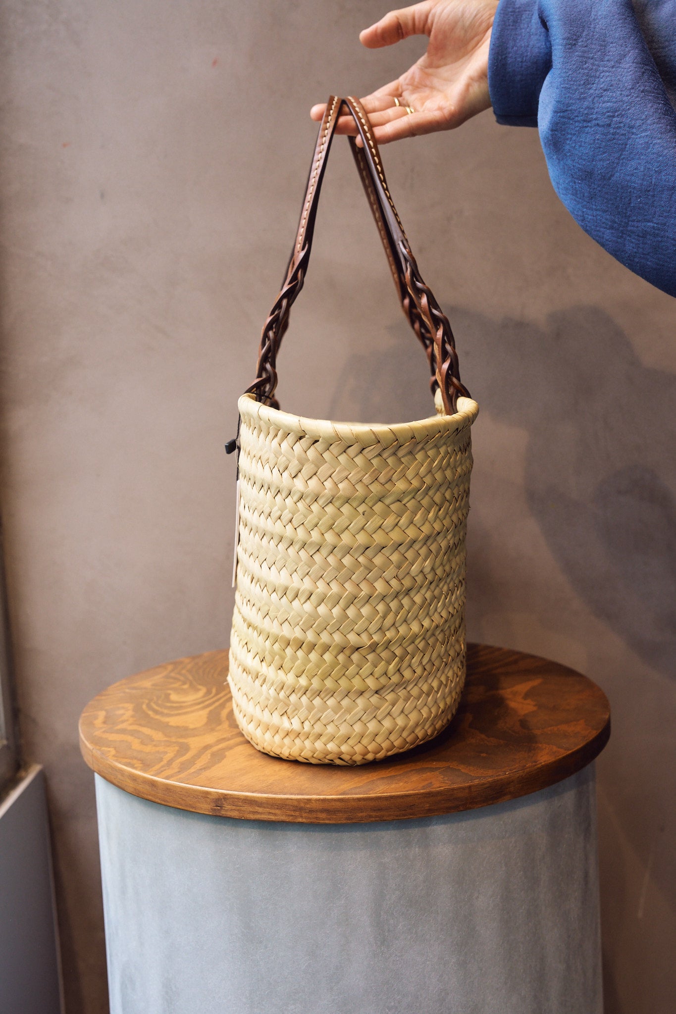 Prada Basket Bag – Natural Woven with Camel Trim