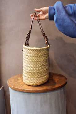 Prada Basket Bag – Natural Woven with Camel Trim